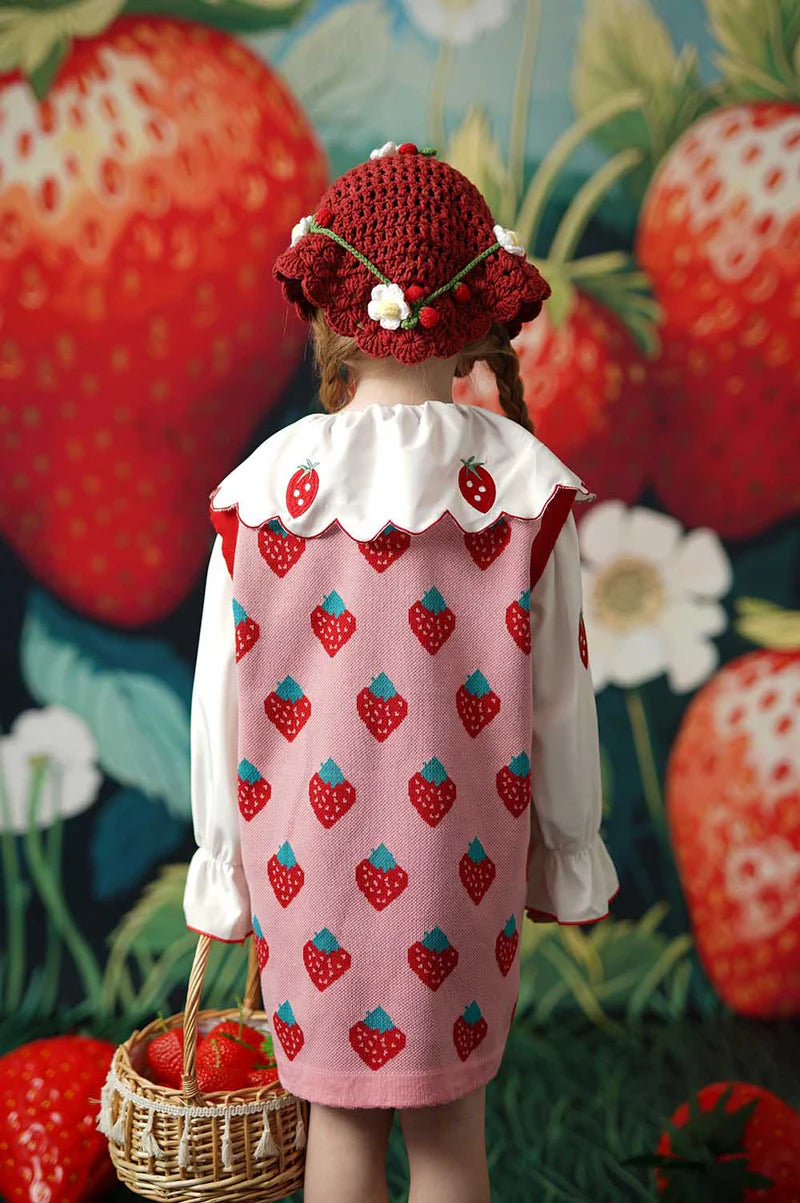 Kate Puppe Kragen Erdbeere Kind Kleid für Fotografie - Kate Backdrop.de
