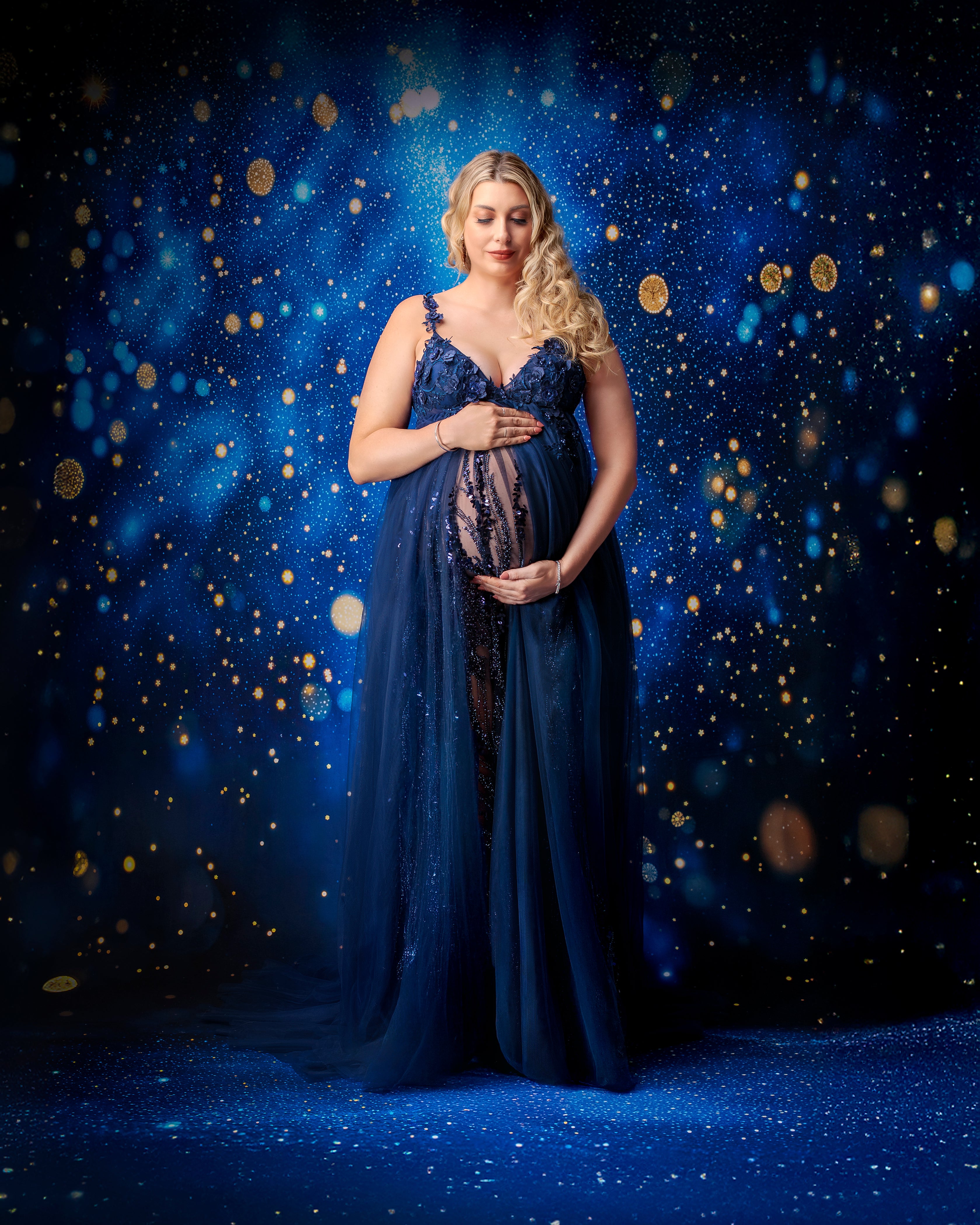 Kate Spitze Hosenträger Schleppendes Mutterschafts-Fotoshooting Kleid - Kate Backdrop.de