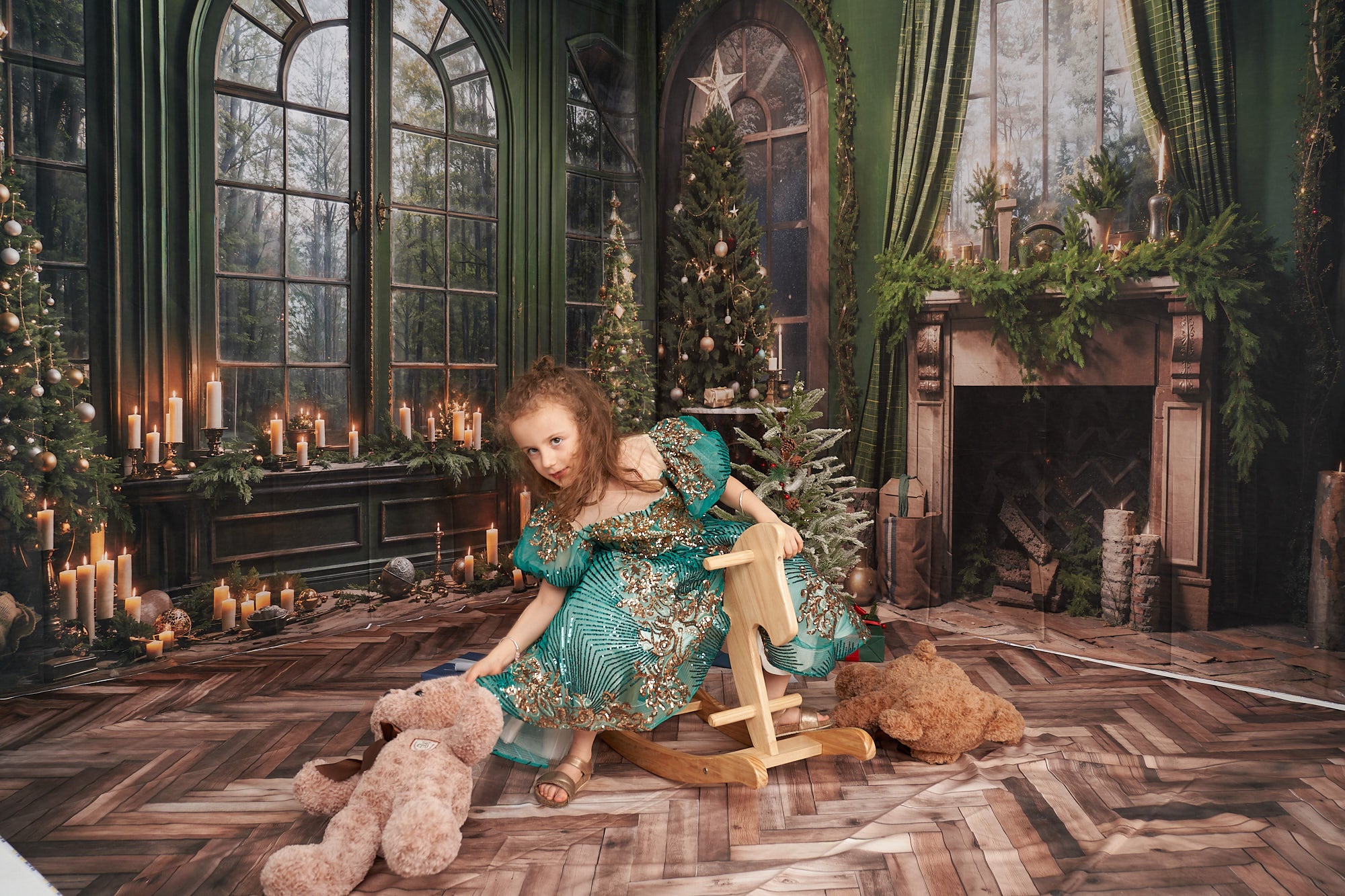 Kate Weihnachtskamin Fenster Grünes Zimmer Set (8ftx8ft&10ftx8ft&8ftx10ft) - Kate Backdrop.de