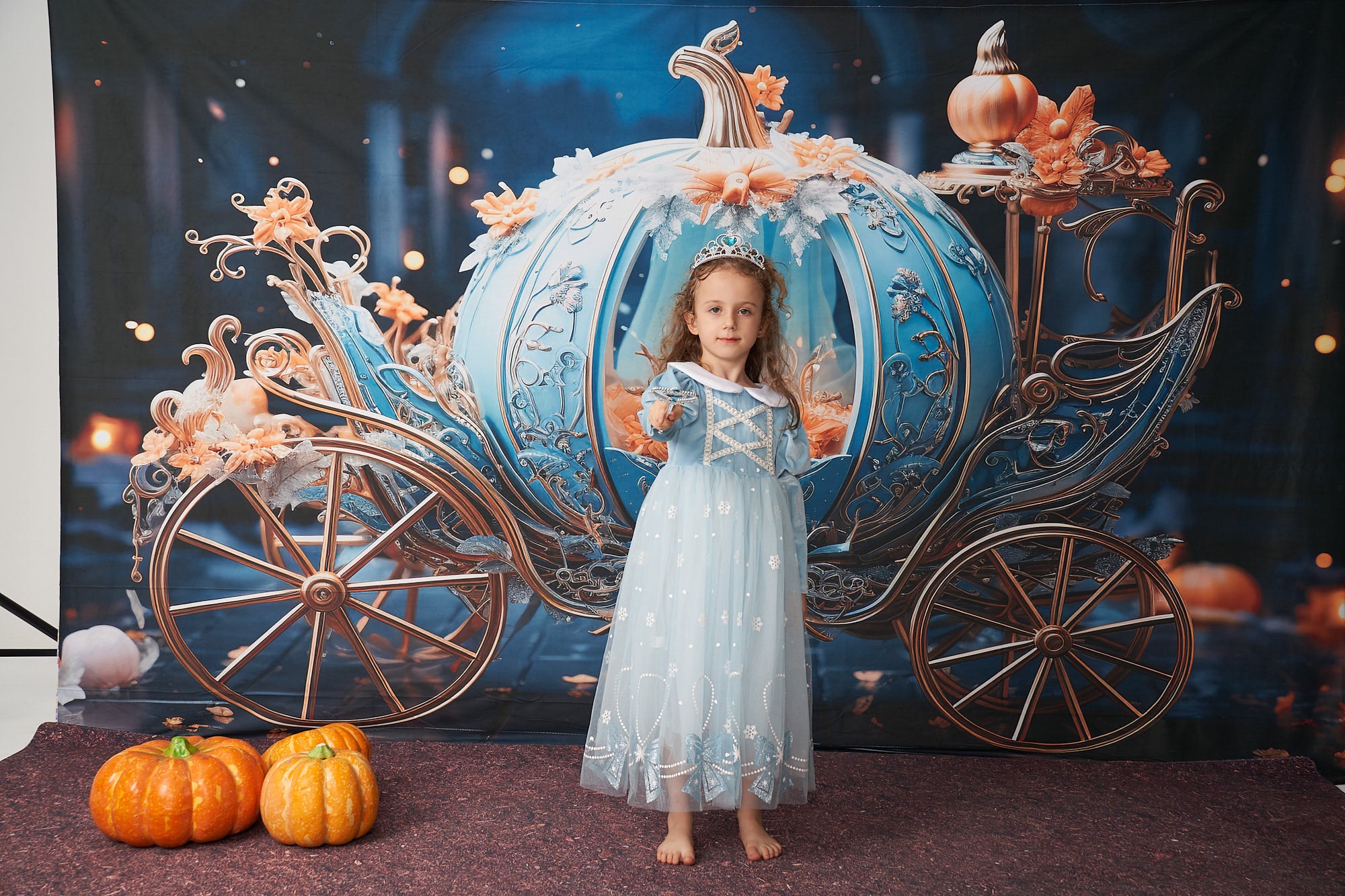 Kate Blauer Kürbis Auto in der Nacht Hintergrund von Chain Photography - Kate Backdrop.de