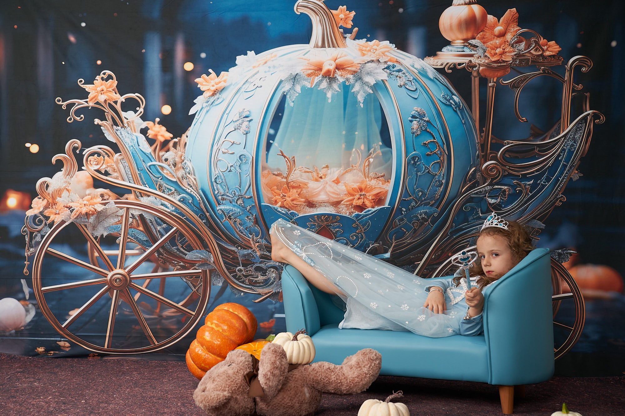 Kate Blauer Kürbis Auto in der Nacht Hintergrund von Chain Photography - Kate Backdrop.de