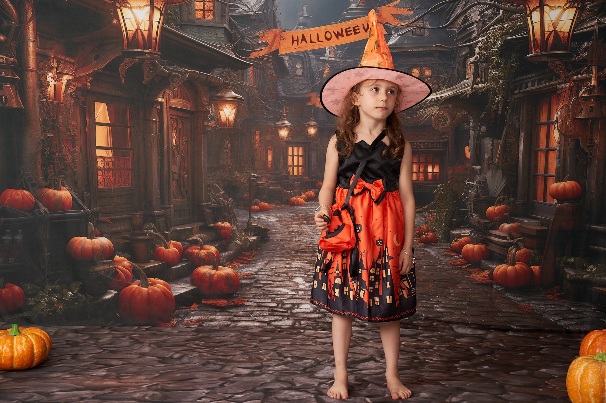 Kate Halloween Straße Kürbis Hintergrund von Emetselch - Kate Backdrop.de