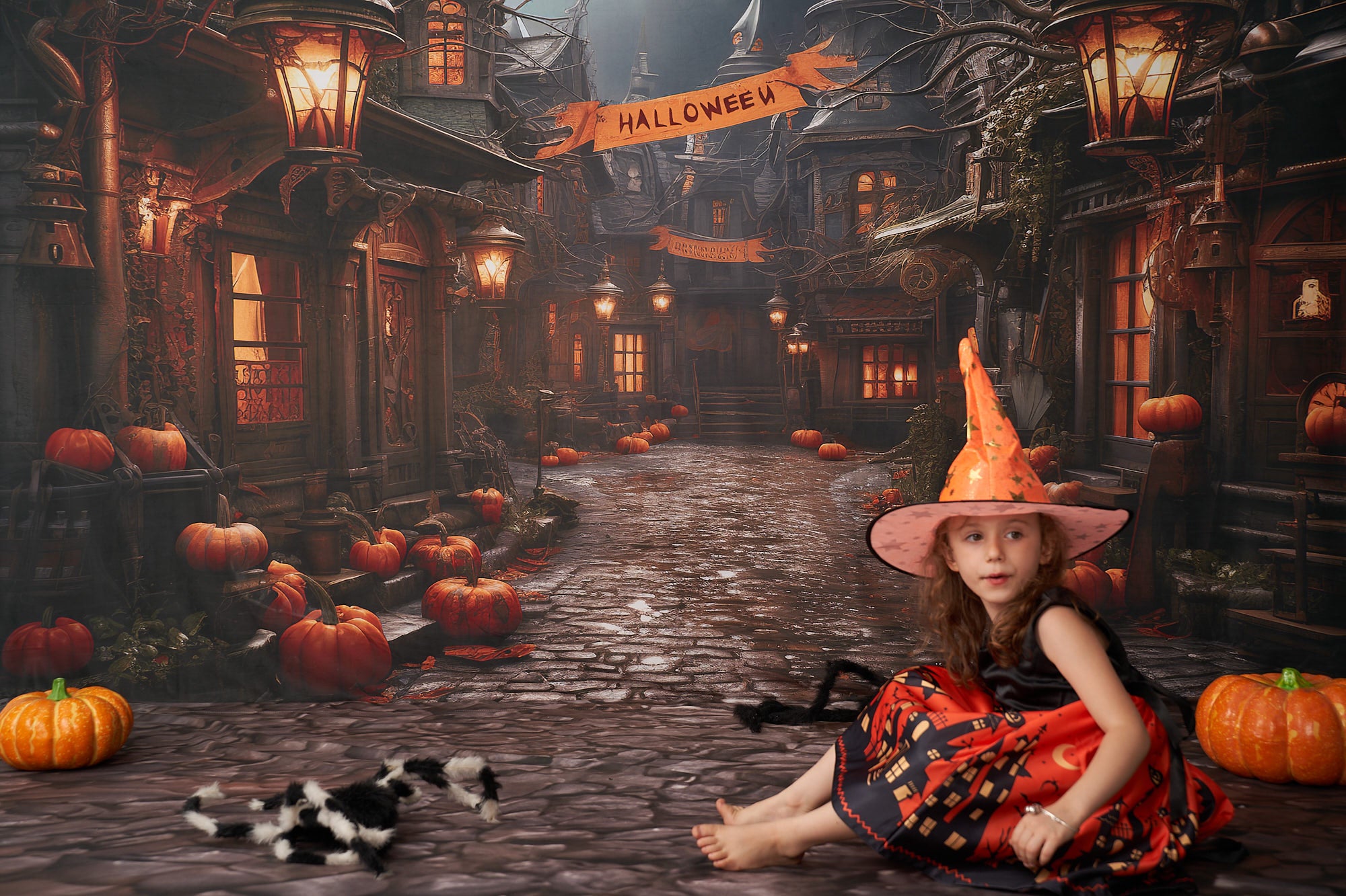 Kate Halloween Straße Kürbis Hintergrund von Emetselch - Kate Backdrop.de