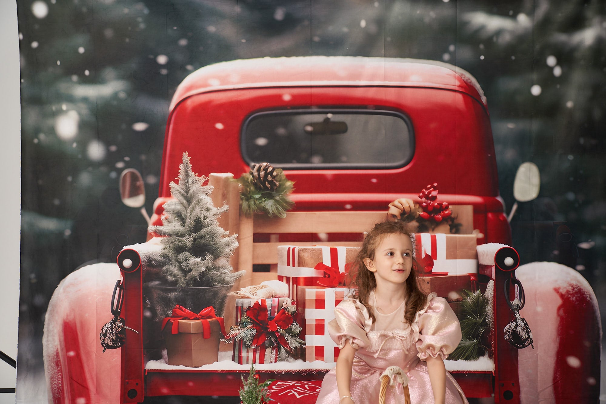 Kate Weihnachten im Freien Rotes Auto Geschenke Hintergrund für Fotografie - Kate Backdrop.de