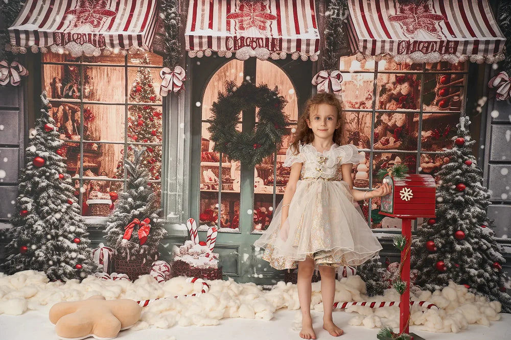 Kate Weihnachten Geschenk-Shop im Schnee Hintergrund für die Fotografie - Kate Backdrop.de