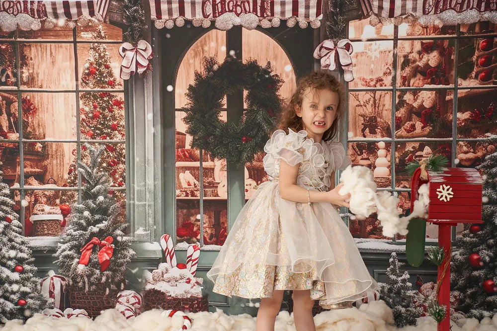 Kate Weihnachten Geschenk-Shop im Schnee Hintergrund für die Fotografie - Kate Backdrop.de