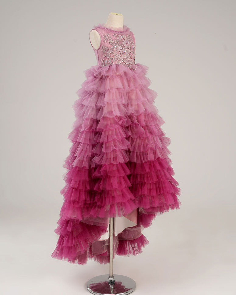 Kate Gradient Rosa und Lila Tiered Kinder Kleid für Fotografie - Kate Backdrop.de
