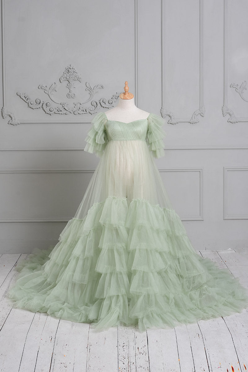 Kate Cake Mesh Mintgrünes Schwangerschaftsfotoshooting-Kleid - Kate Backdrop.de