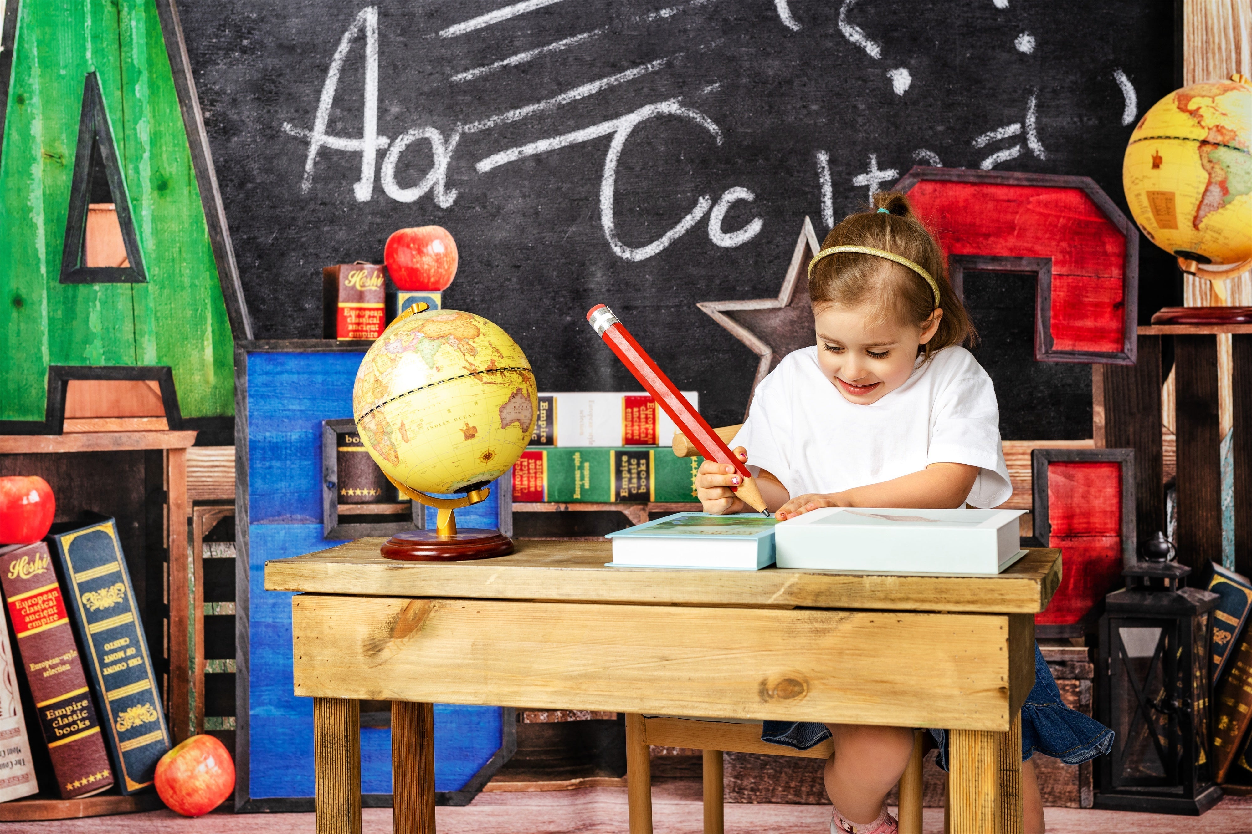 Kate Zurück zur Schule Sommer Tafel ABC Fleece Hintergrund - Kate Backdrop.de