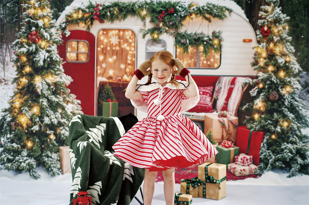 Kate Winter Weihnachten Baum Camper RV Geschenke Foto-Kit - Kate Backdrop.de