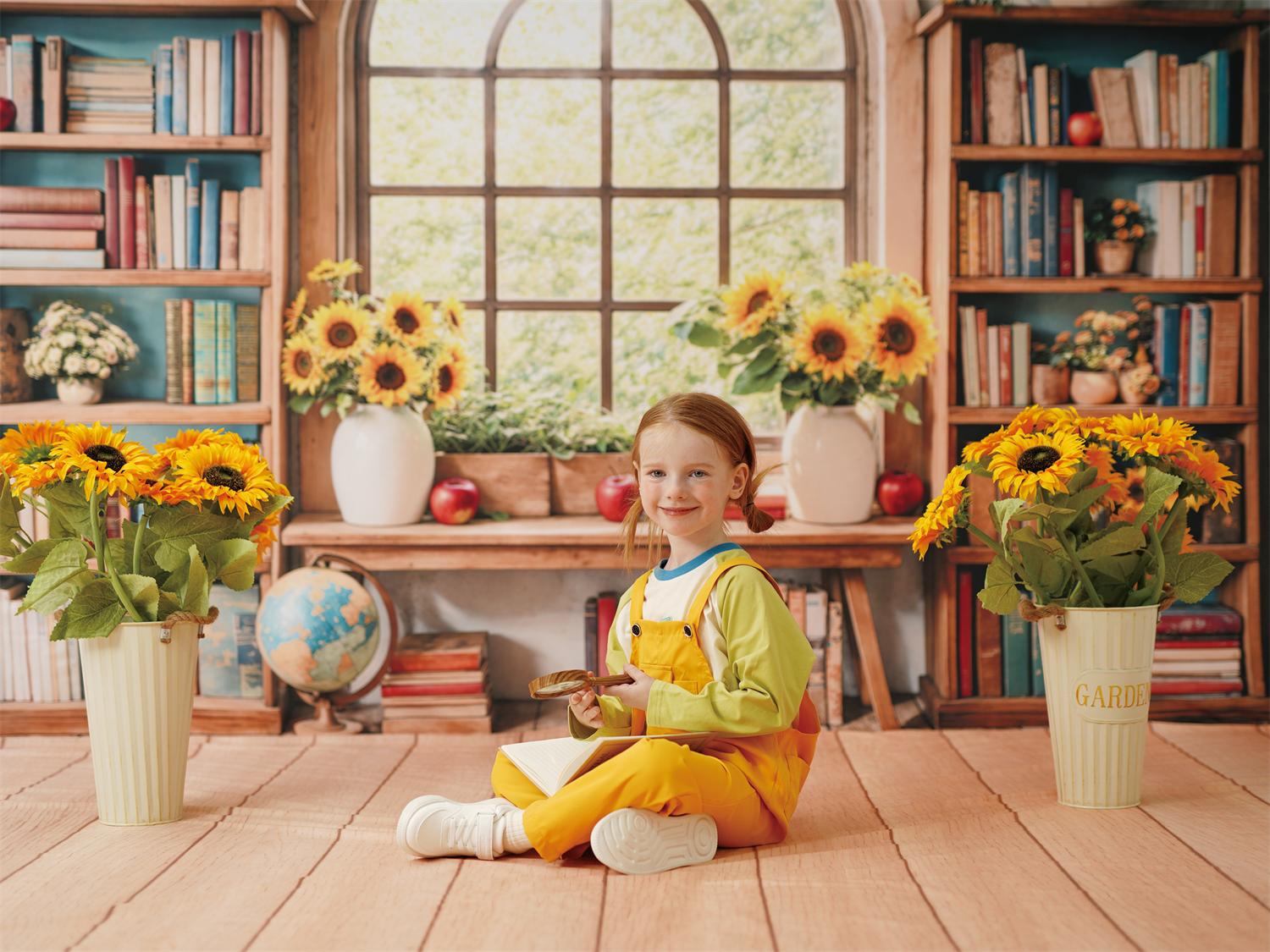 Kate Zurück zu Schule Klassenzimmer Bogen Fenster Sonnenblume Foto-Kit - Kate Backdrop.de
