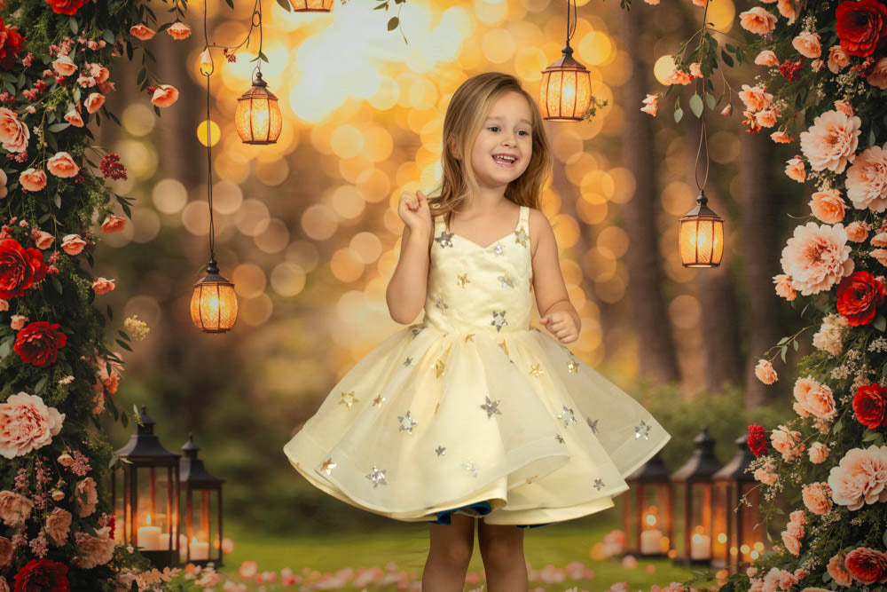 Kate Weißes Stage Tie Star Mesh Kinderkleid für Fotografie - Kate Backdrop.de