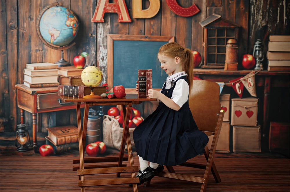 Kate Zurück zu Schule Klassenzimmer ABC Globe Schultafel Foto Kit - Kate Backdrop.de