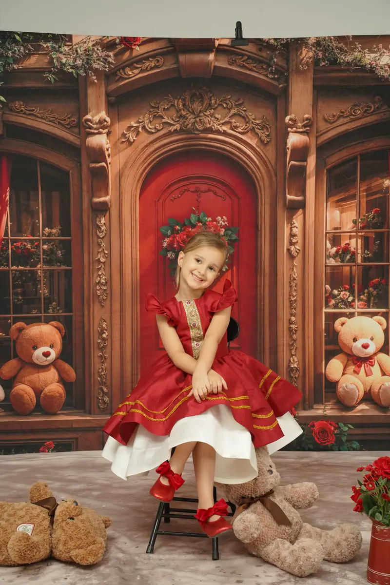Kate Rotes Flying Sleeve Kinderkleid für Fotografie - Kate Backdrop.de