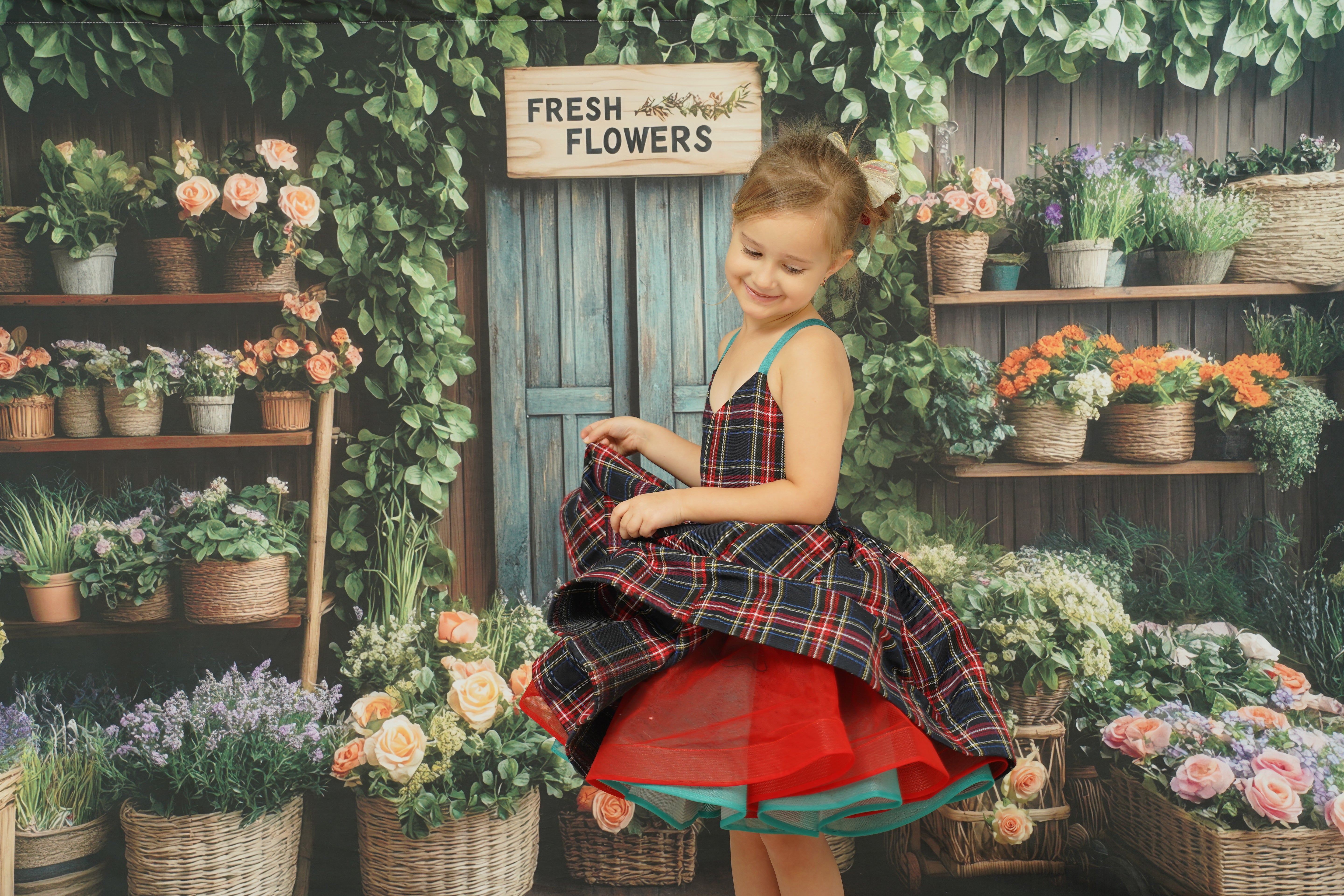 Kate Frühling Blumenladen Rustikal hintergrund Entworfen von Mini MakeBelieve - Kate Backdrop.de