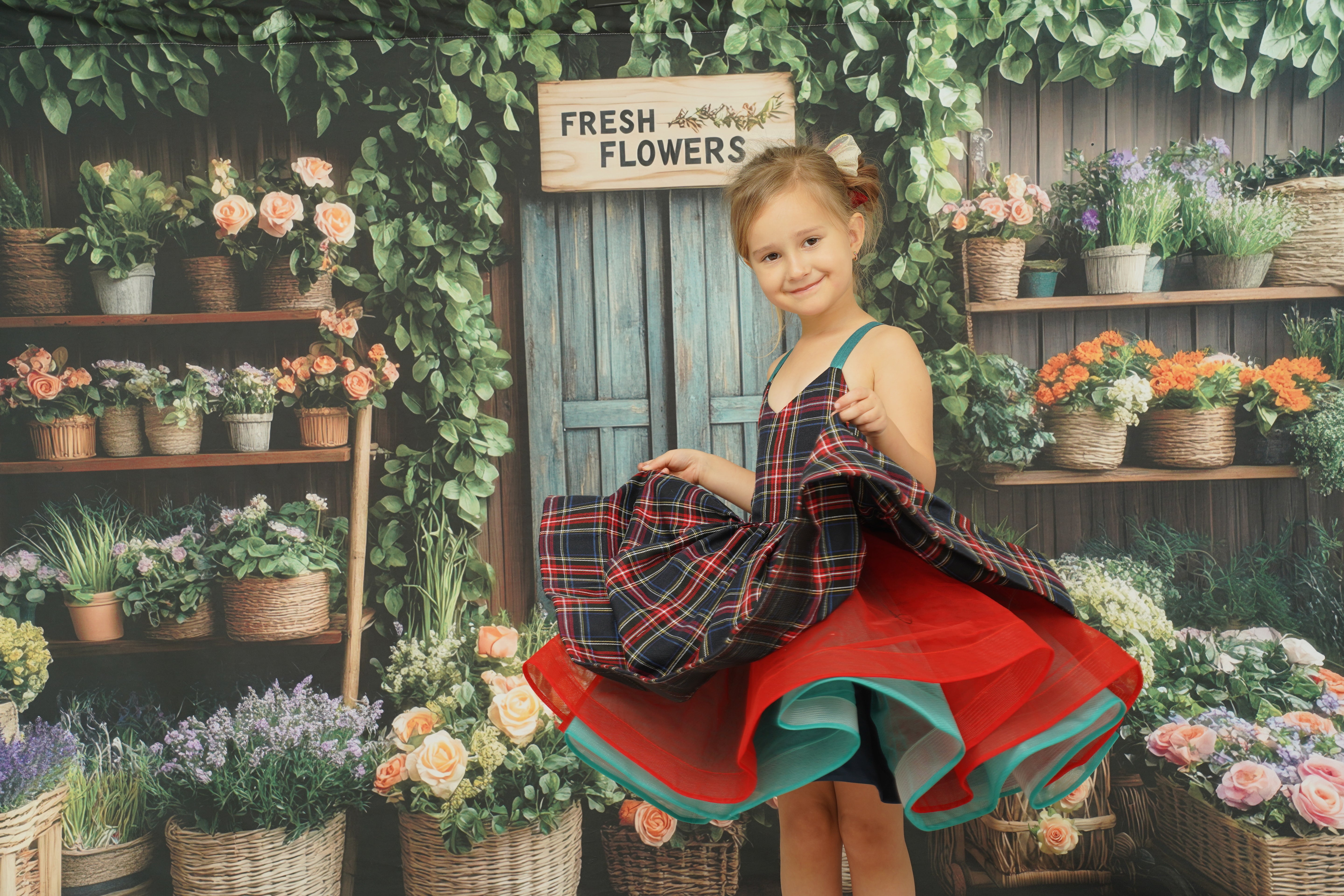 Kate Frühling Blumenladen Rustikal hintergrund Entworfen von Mini MakeBelieve - Kate Backdrop.de