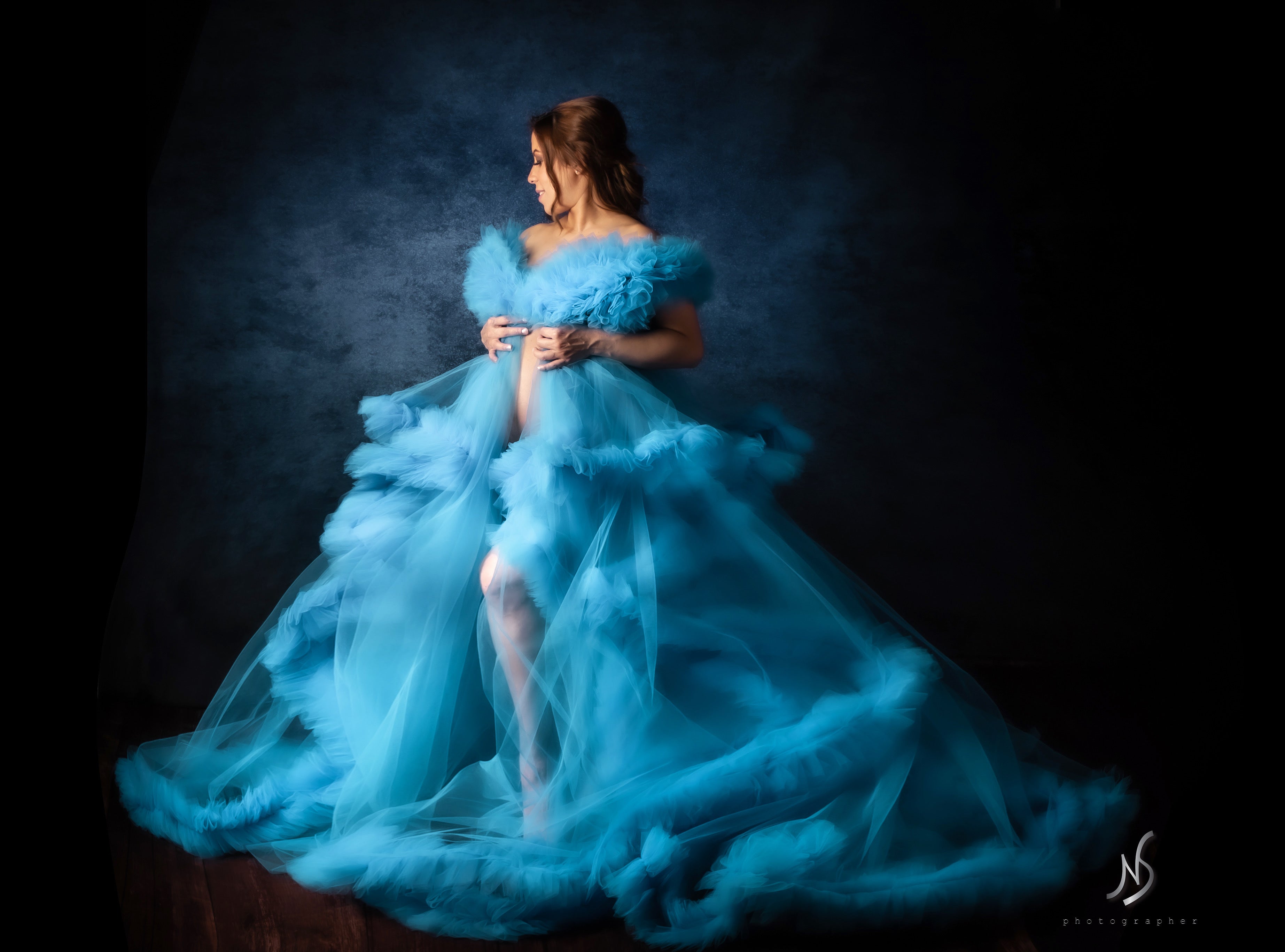 Kate Abstrakt blaugrün Violett aquamarin strukturierter Hintergrund - Kate Backdrop.de