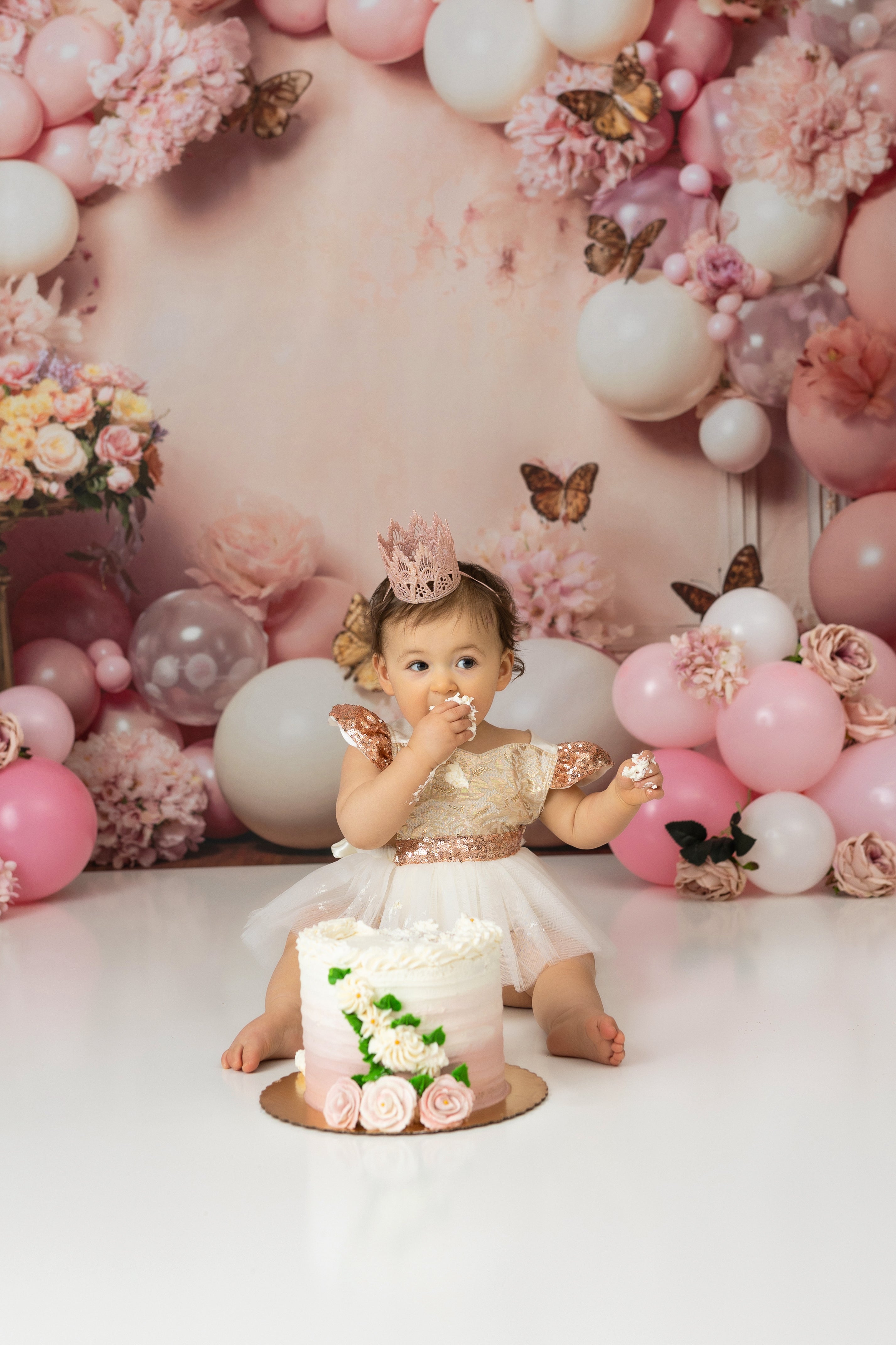 Kate Rosa Blume Schmetterling Ballon Hintergrund von Emetselch - Kate Backdrop.de