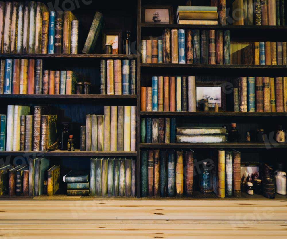 Kate Bibliothek Altes Bücherregal schulanfang Hintergrund schule für Fotografie - Kate Backdrop.de
