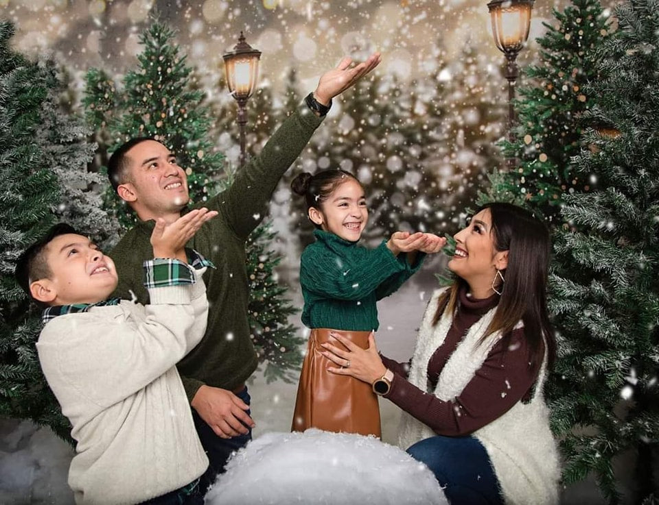 Kate Weihnachten Schneewald Lichter Fleece Hintergrund - Kate Backdrop.de