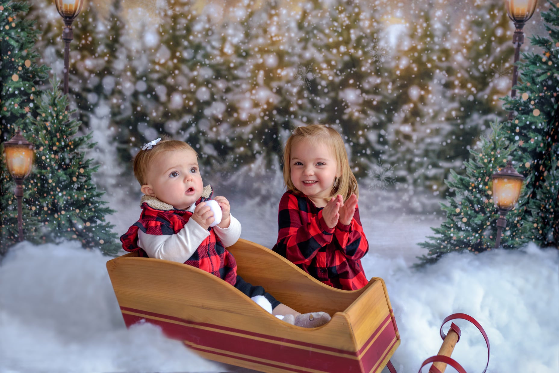 Kate Weihnachten Schneewald Lichter Hintergrund für Fotografie - Kate Backdrop.de