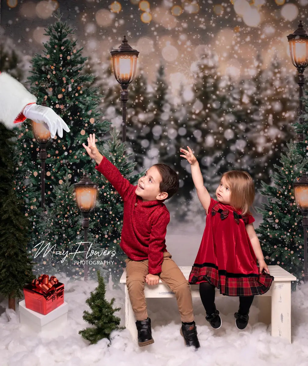 Kate Weihnachten Schneewald Lichter Fleece Hintergrund - Kate Backdrop.de