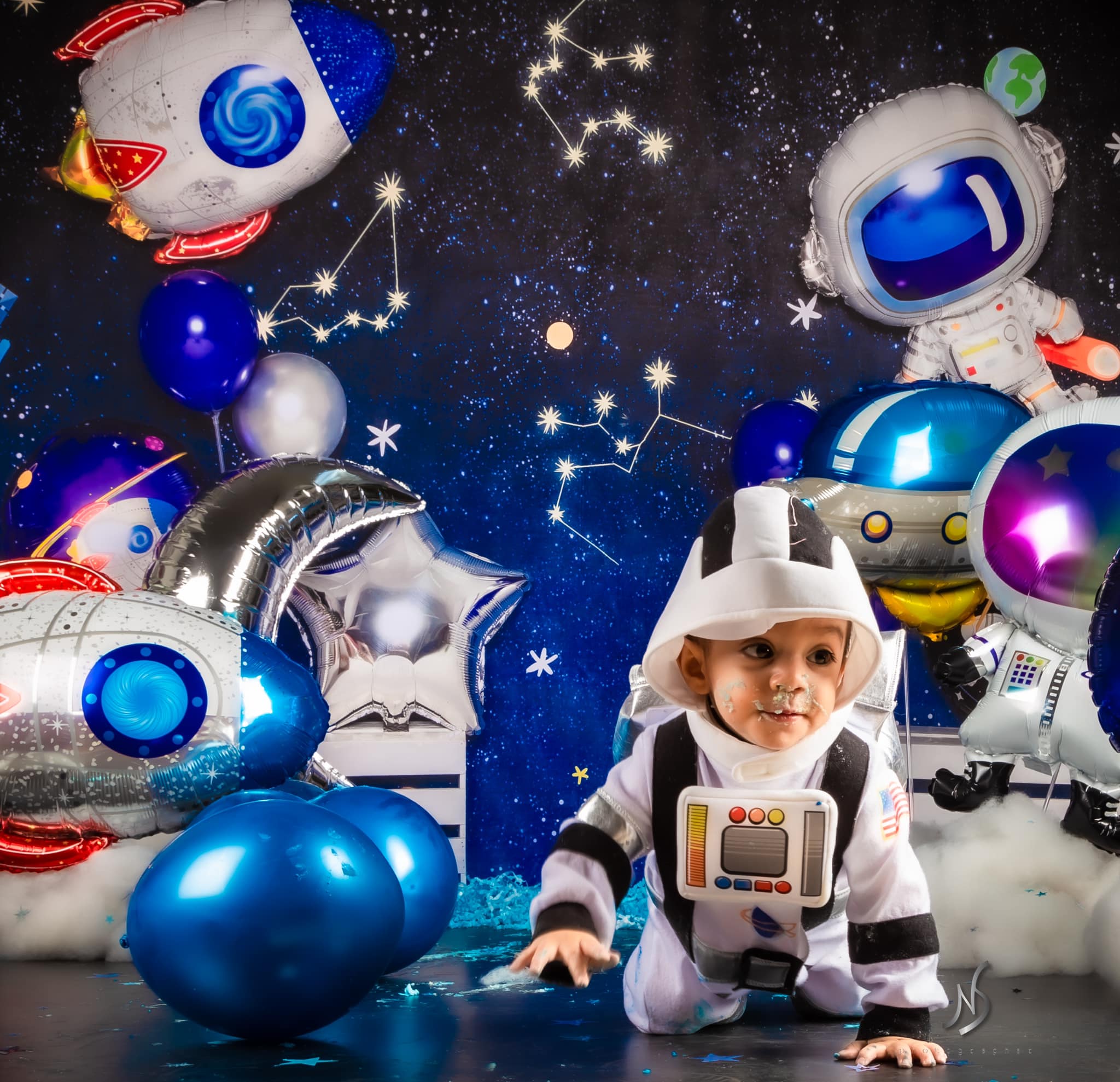 Kate Cake Smash Astronaut Universum Geburtstag Hintergrund von Emetselch - Kate Backdrop.de