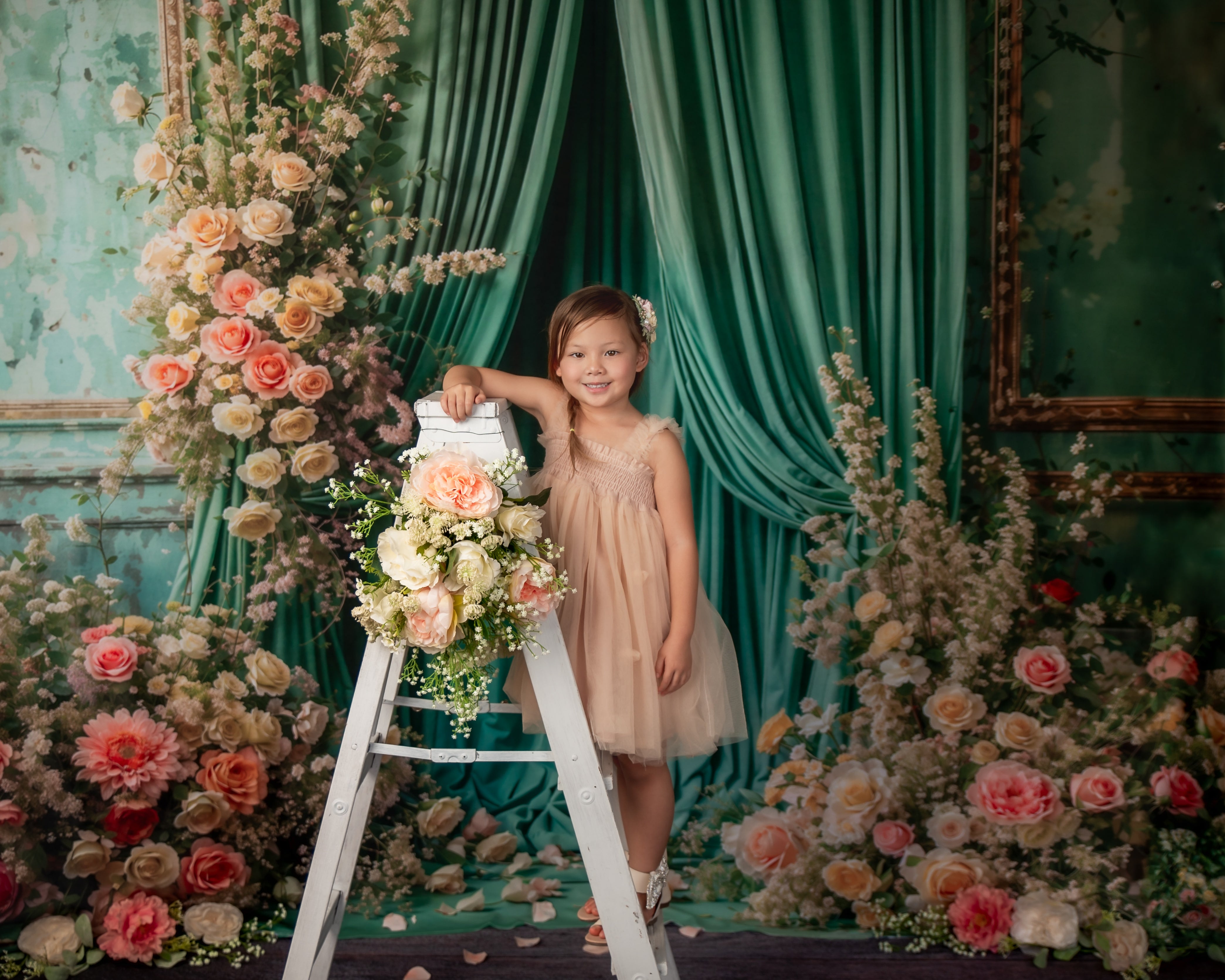 Kate Frühling Blumen Grün Vorhang Wand Hintergrund von Emetselch