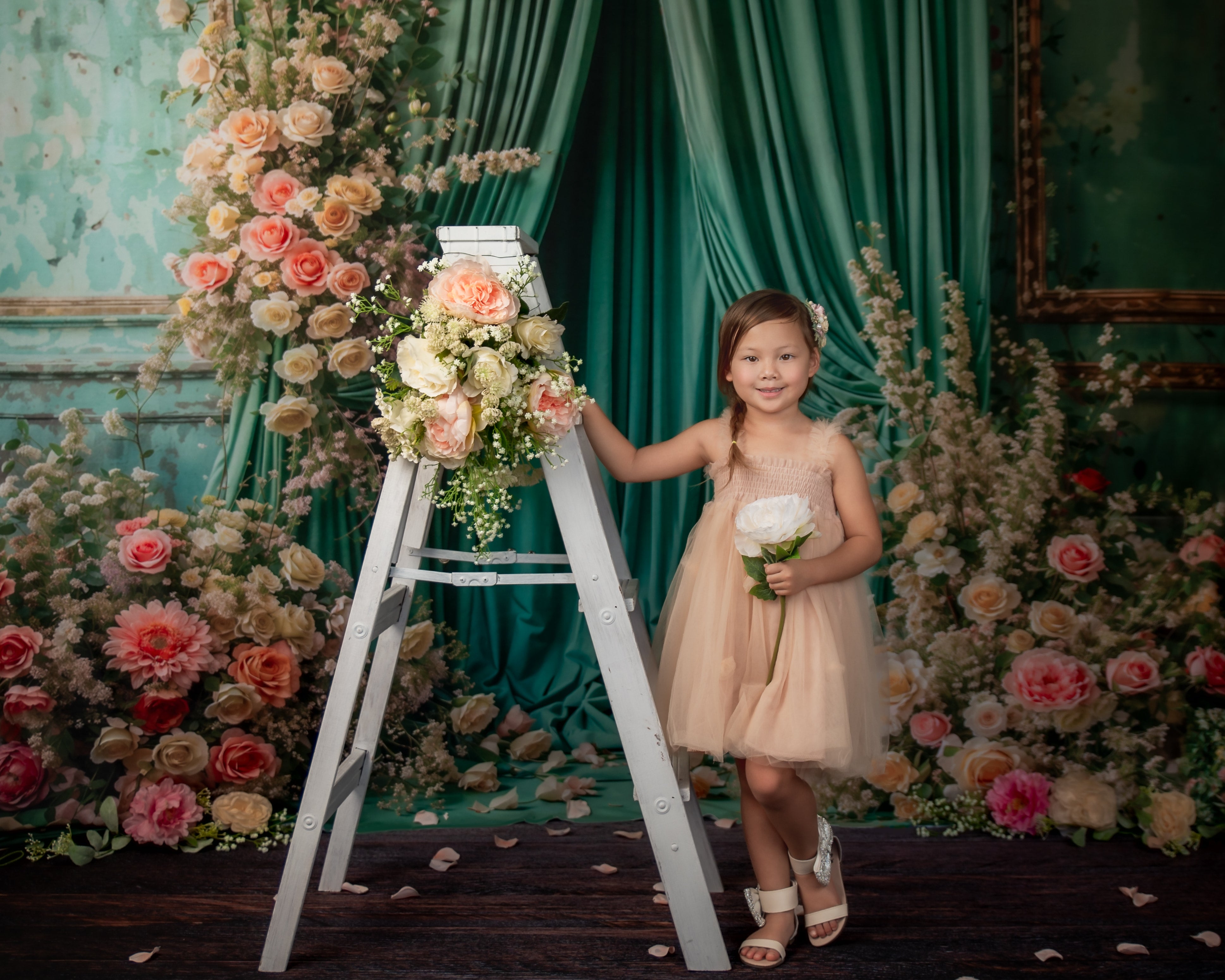 Kate Frühling Blumen Grün Vorhang Wand Hintergrund von Emetselch - Kate Backdrop.de
