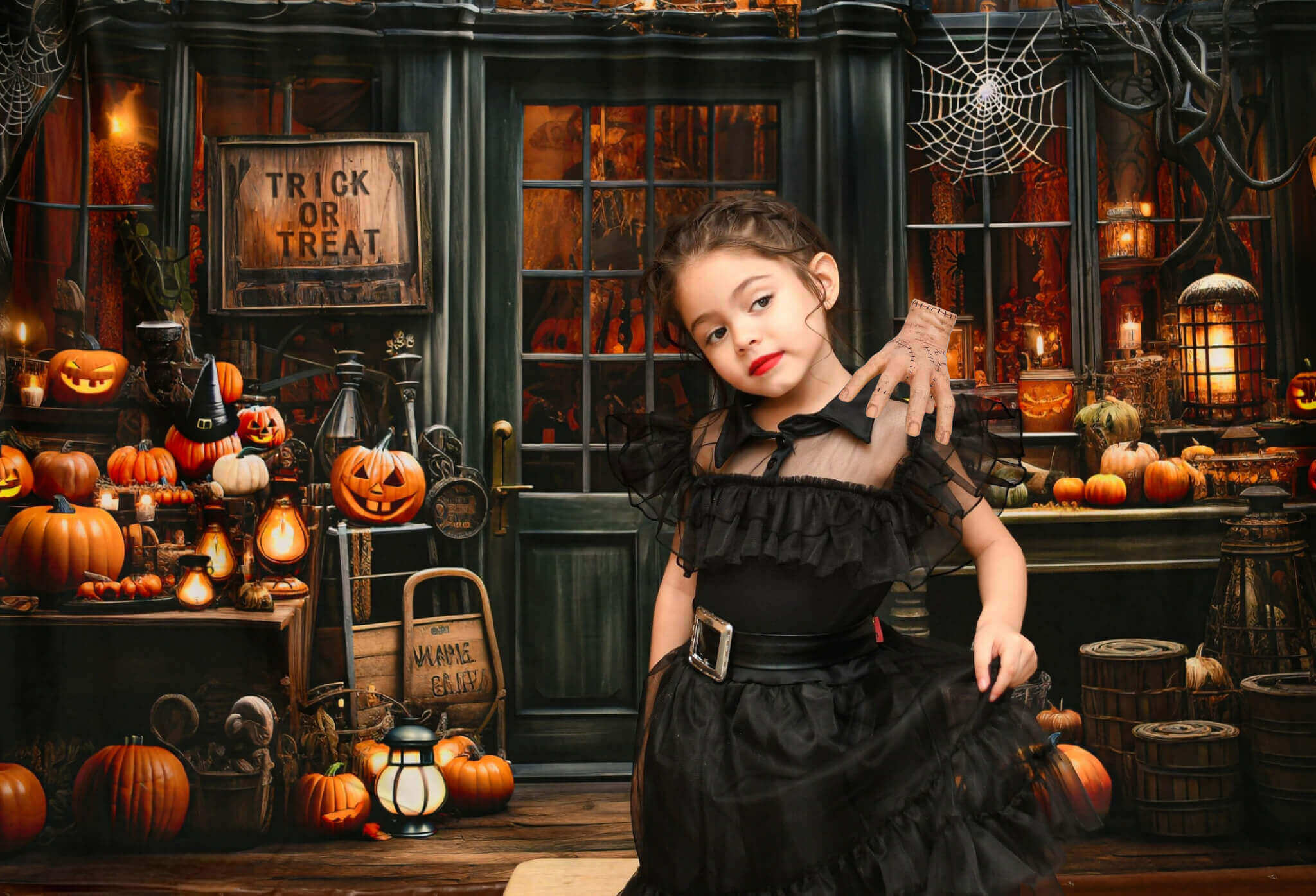 Kate Halloween Spooky Pumpkin Store Trick or Treat Hintergrund von Emetselch - Kate Backdrop.de