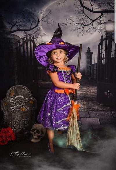 Kate Halloween Stoff Tuch Hintergrund für die Fotografie Spukhaus - Kate Backdrop.de