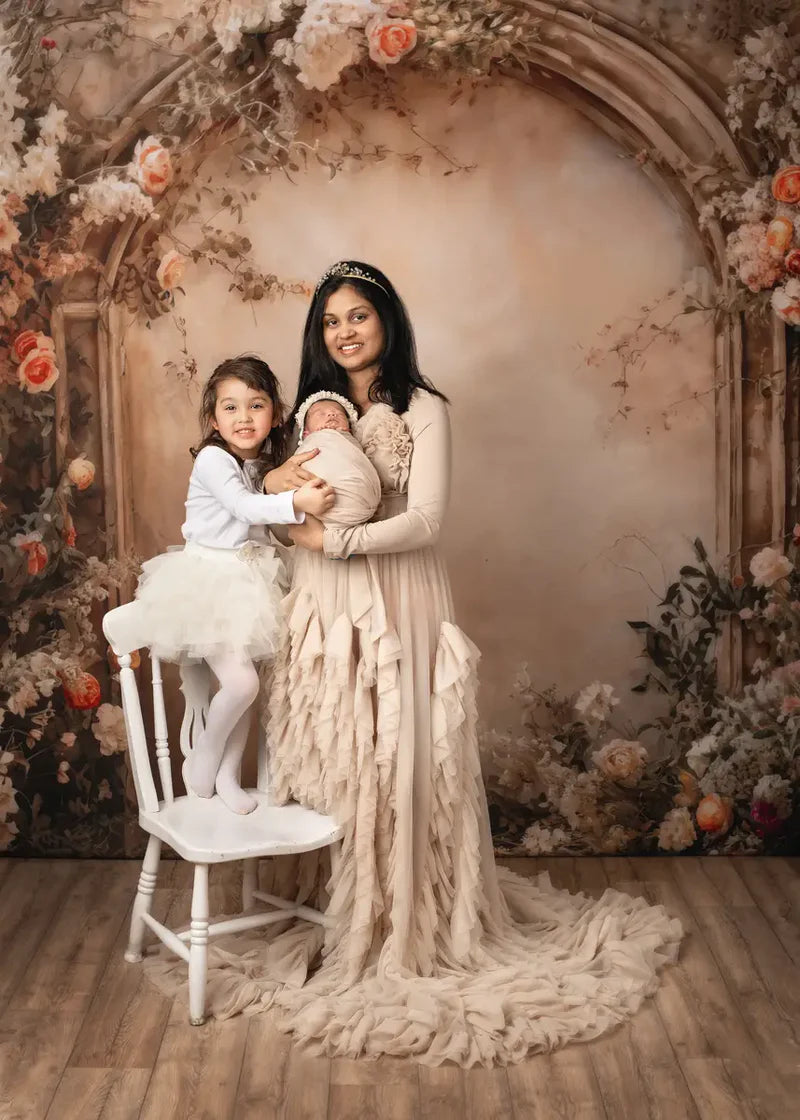 Kate Beige Blumenwand Frühling Hintergrund von Emetselch - Kate Backdrop.de