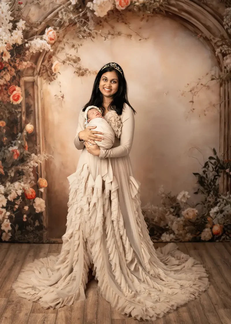 Kate Beige Blumenwand Frühling Hintergrund von Emetselch - Kate Backdrop.de