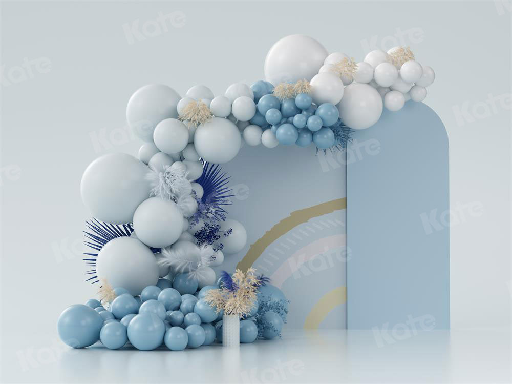 Kate Boho Ballons Fleece Hintergrund Blau Entworfen von Uta Mueller - Kate Backdrop.de