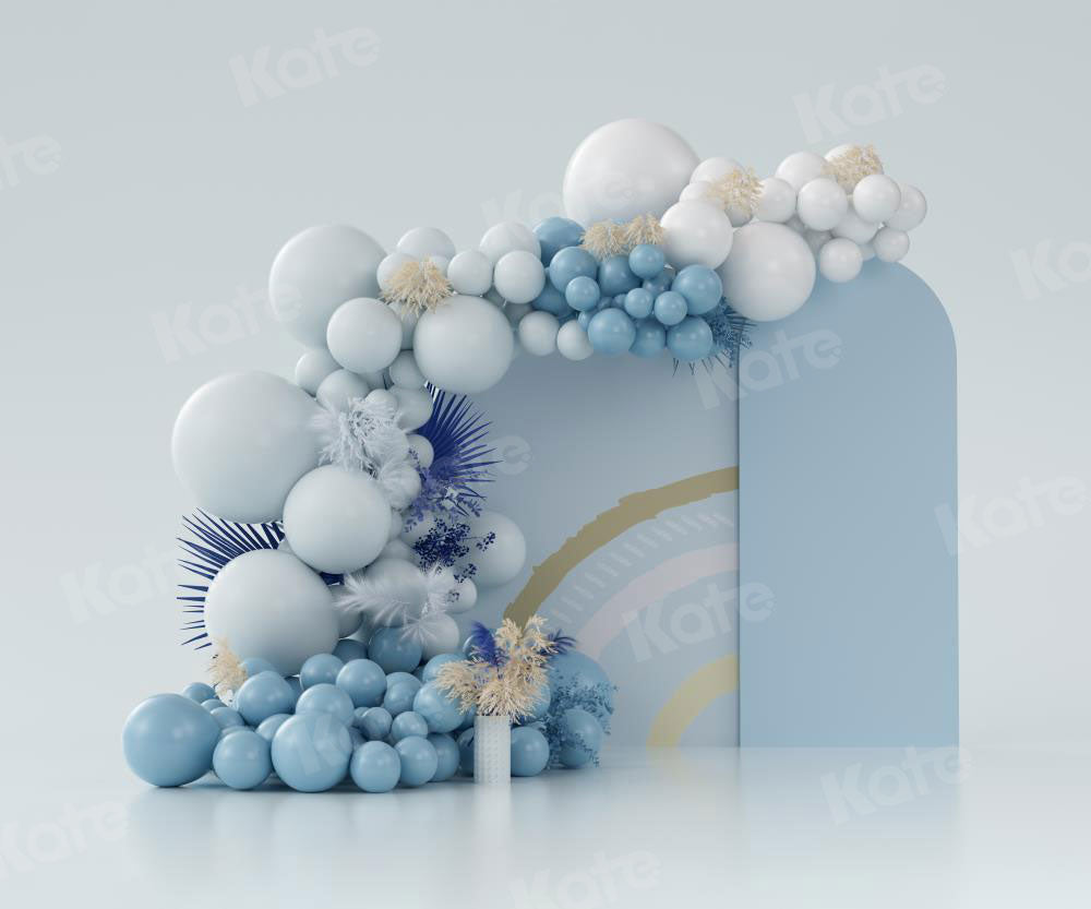 Kate Boho Ballons Fleece Hintergrund Blau Entworfen von Uta Mueller - Kate Backdrop.de