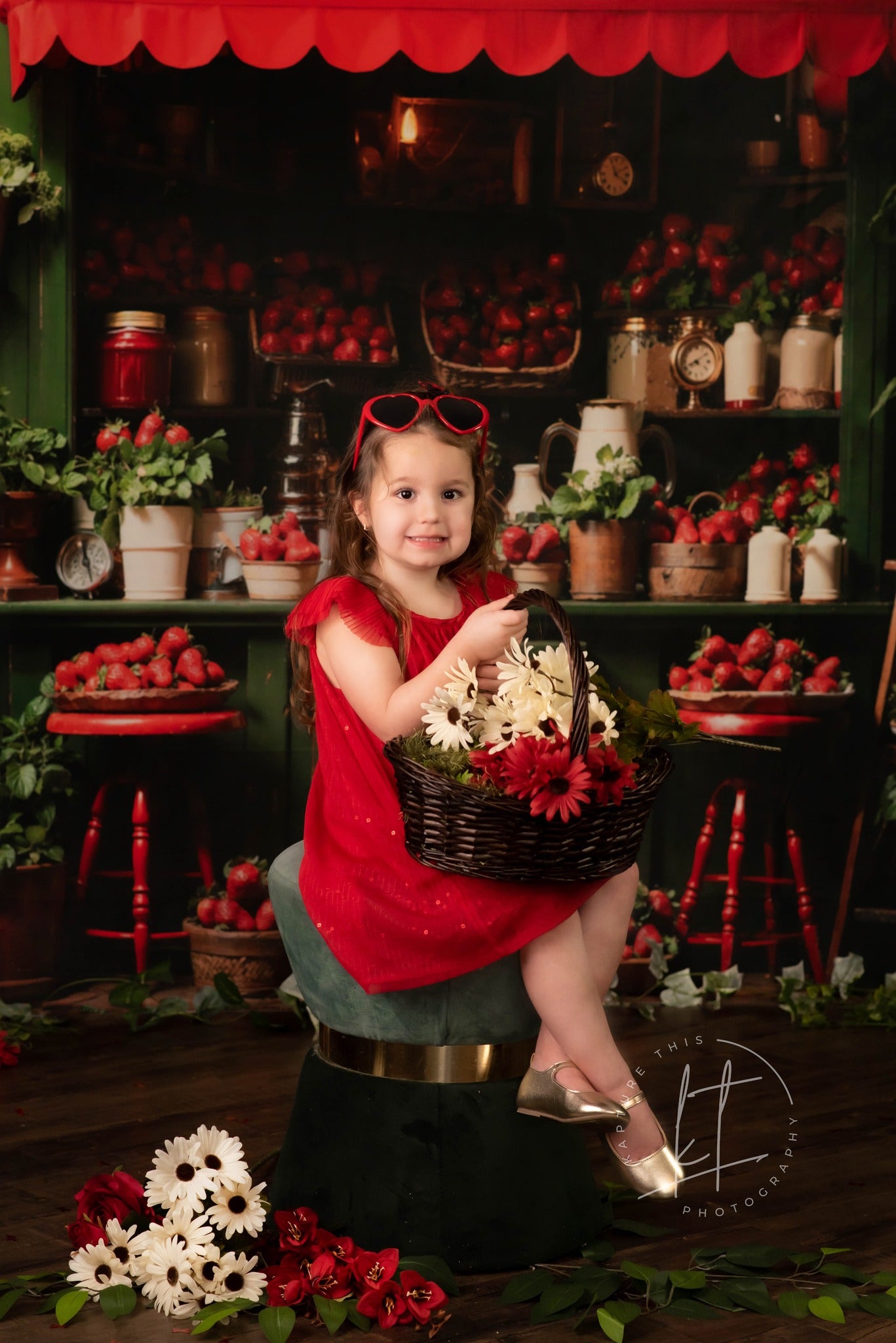 Kate Frühling Grün Pflanze Erdbeere Haus Hintergrund von Emetselch - Kate Backdrop.de