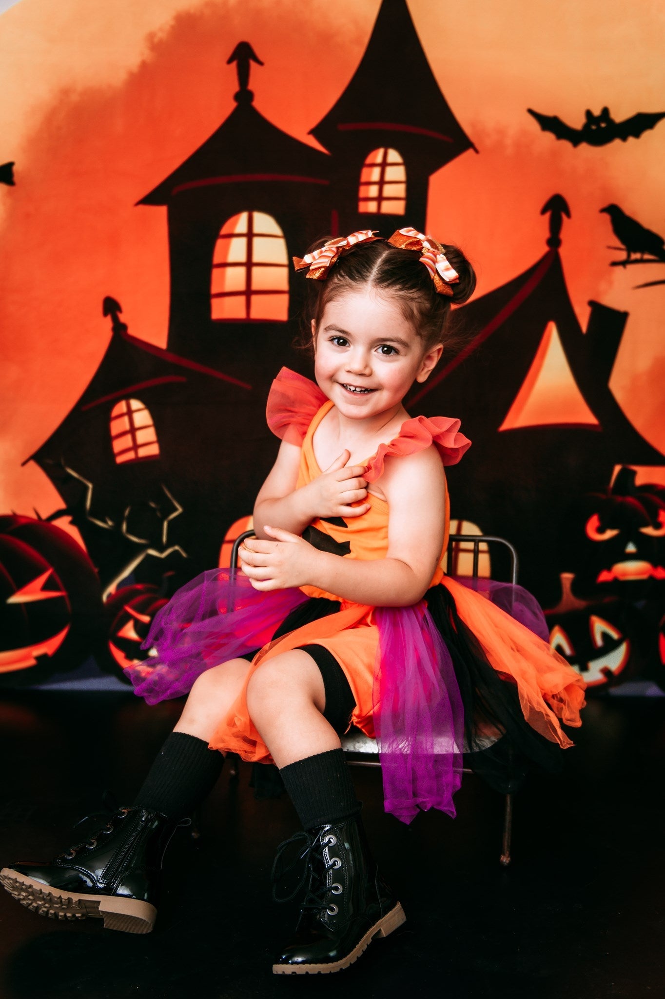 Kate Halloween Hintergrund Kürbisse Hexenhaus Entworfen von Chain - Kate Backdrop.de