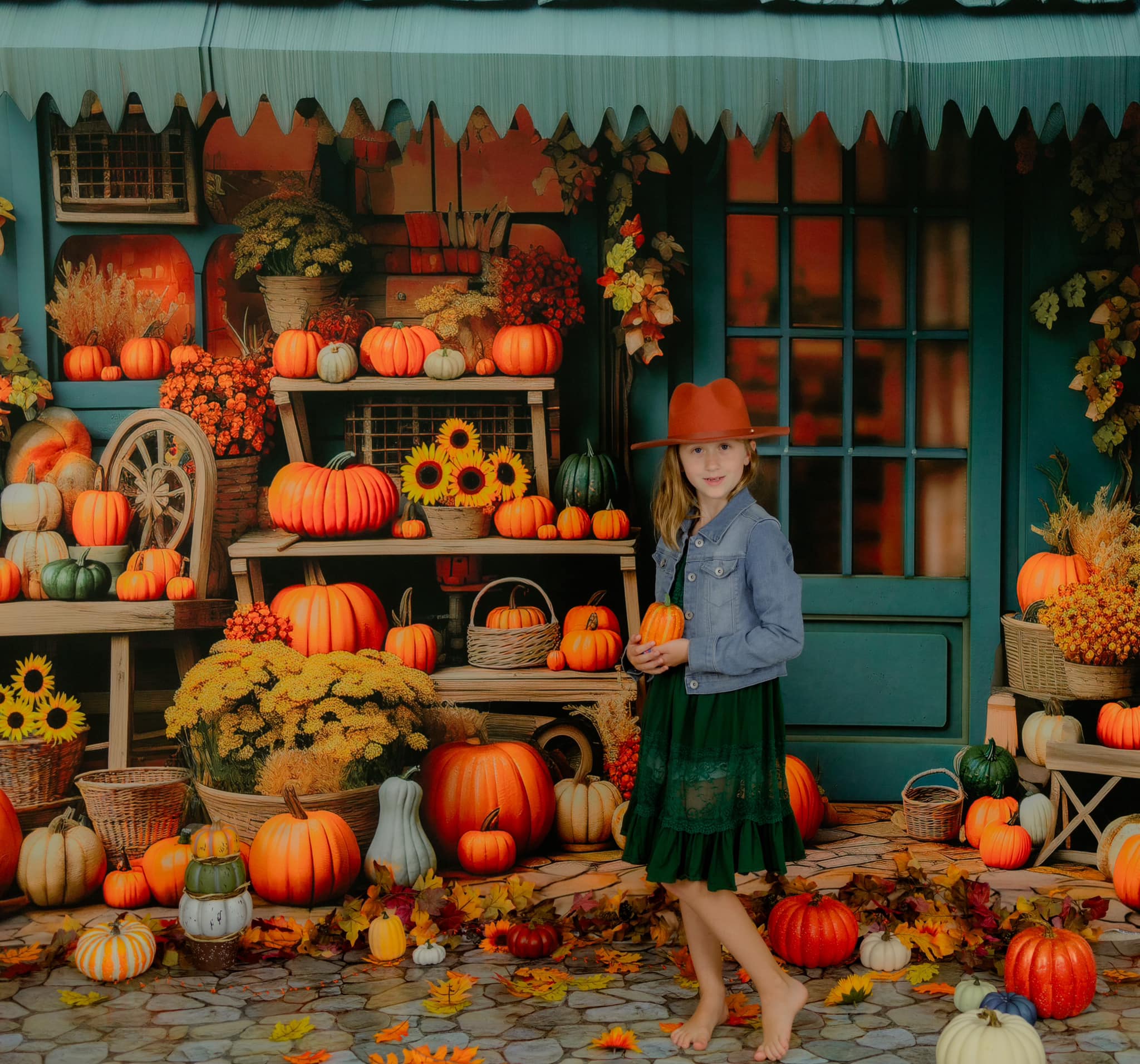 Kate Herbst Kürbis Store Blau Hintergrund von Emetselch - Kate Backdrop.de