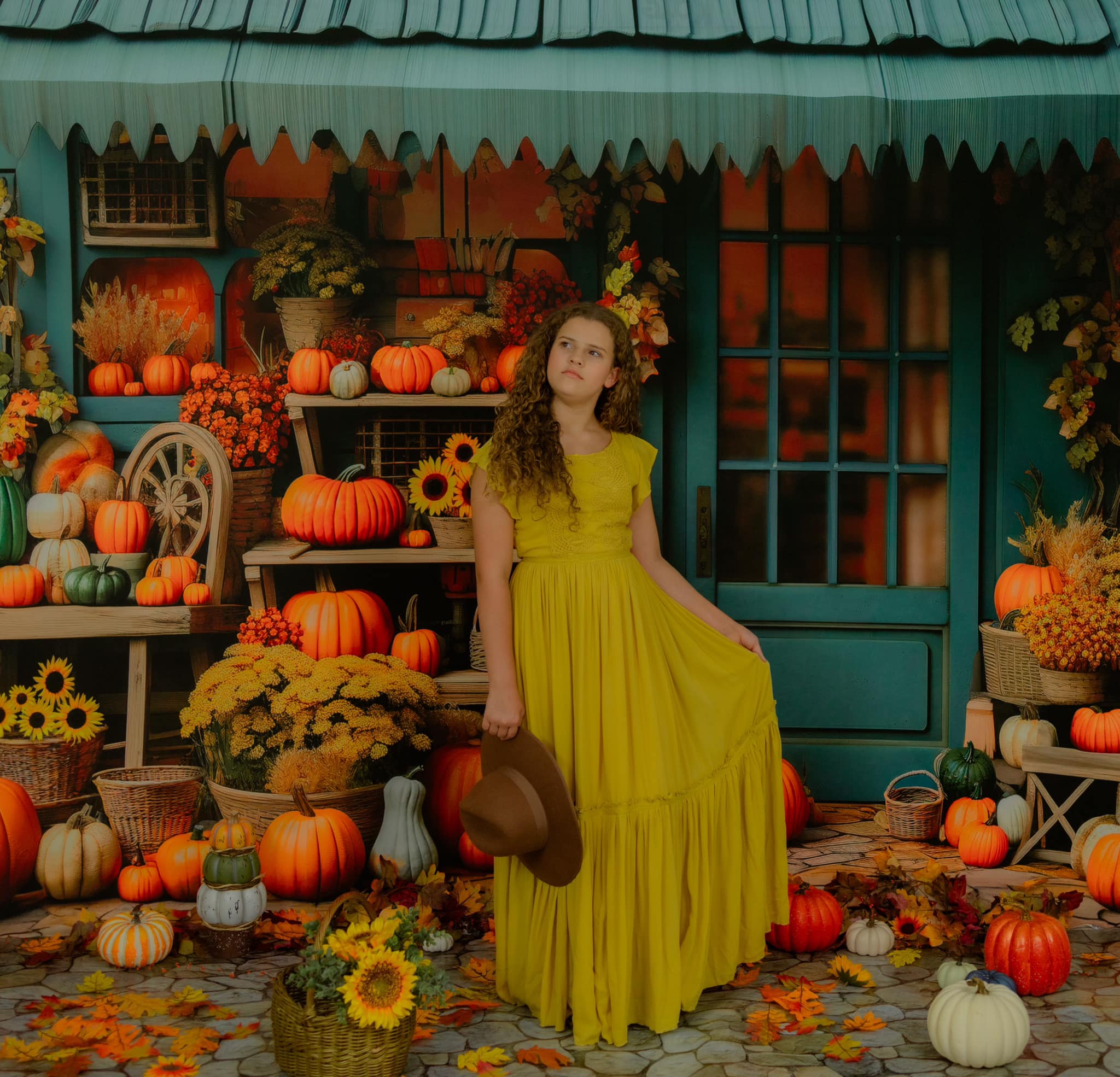 Kate Herbst Kürbis Store Blau Hintergrund von Emetselch - Kate Backdrop.de