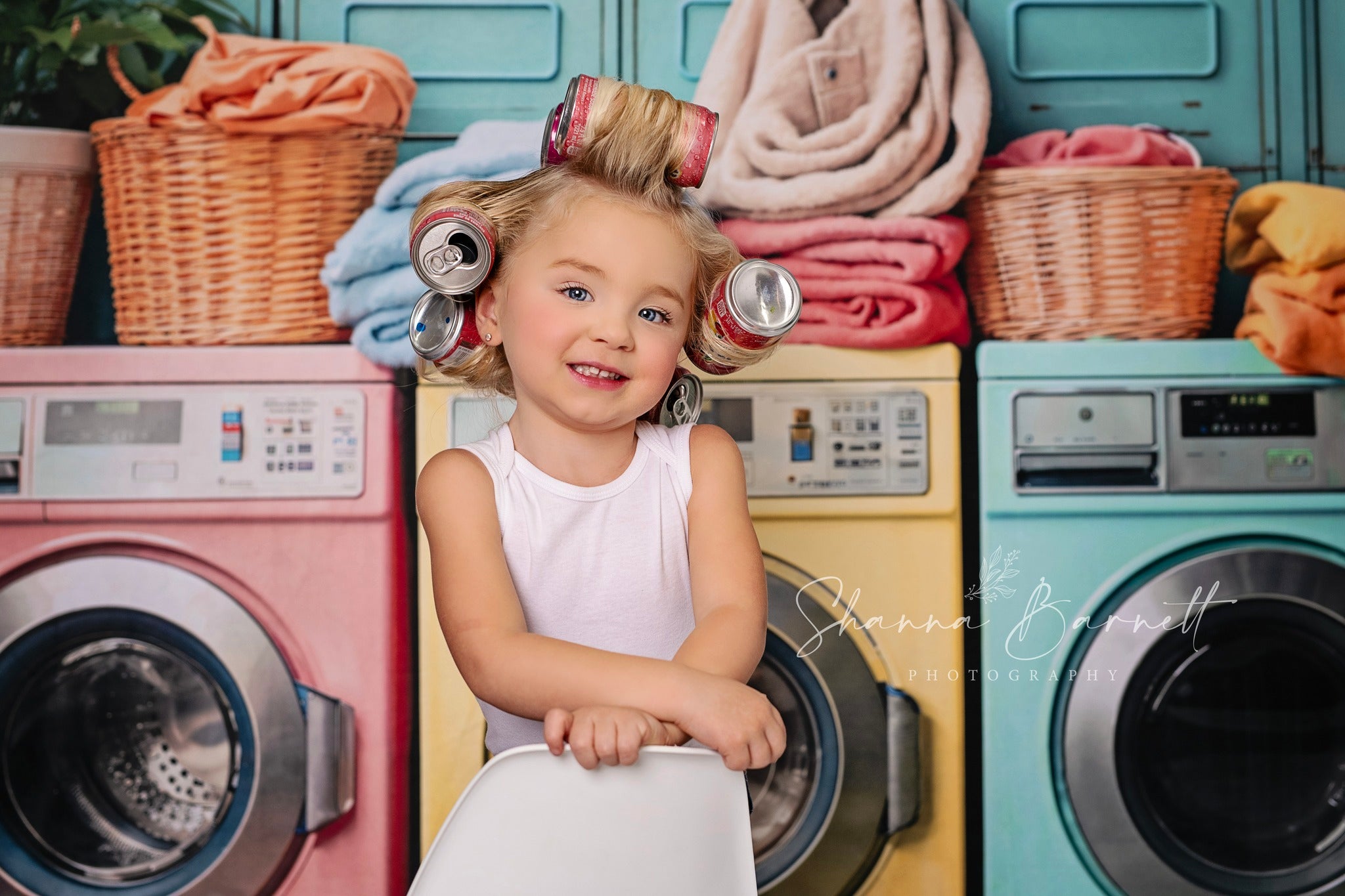 Kate Laundry Day Bunte Waschmaschine Hintergrund von Chain Photography - Kate Backdrop.de