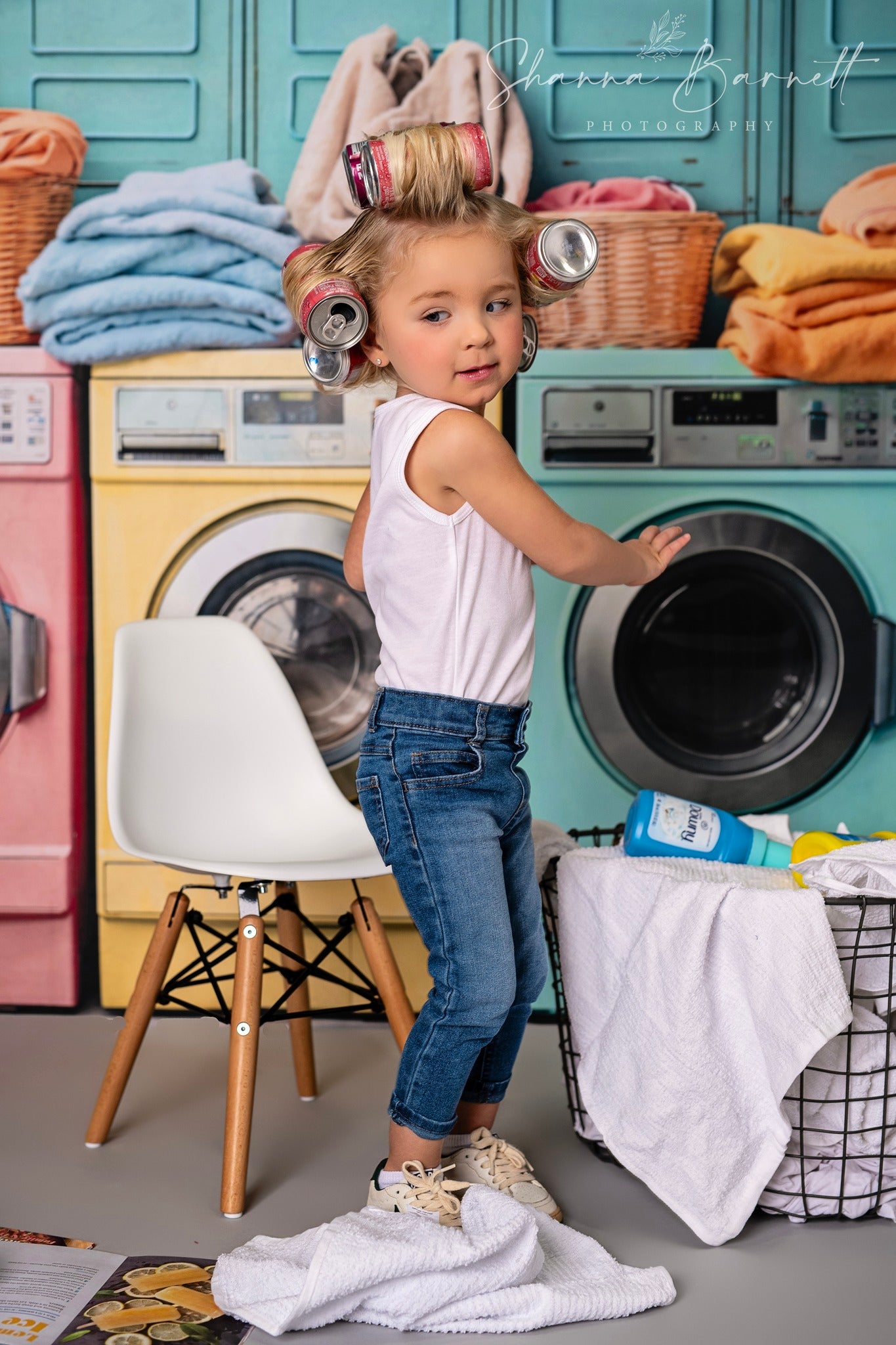 Kate Laundry Day Bunte Waschmaschine Hintergrund von Chain Photography - Kate Backdrop.de