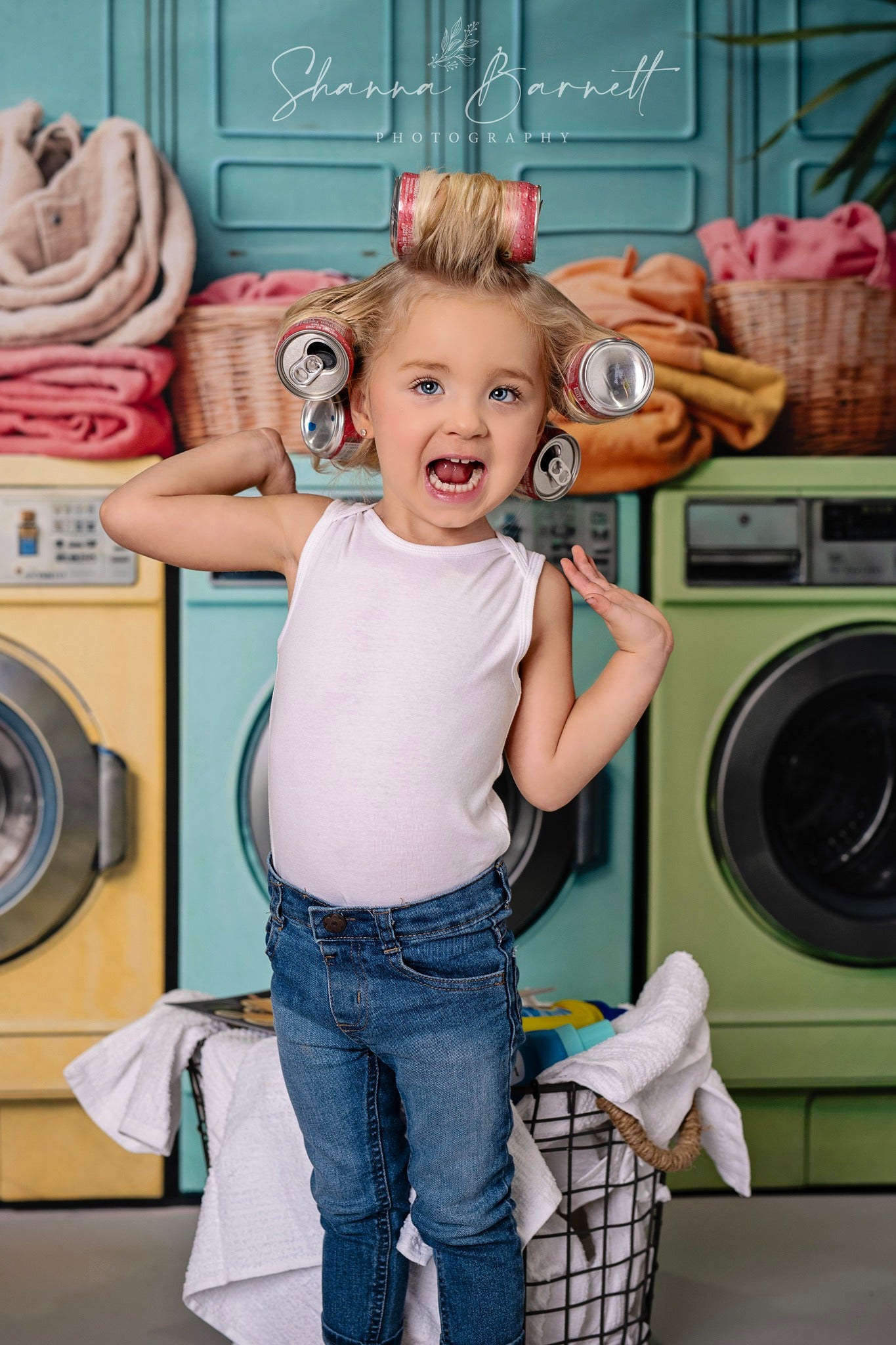 Kate Laundry Day Bunte Waschmaschine Hintergrund von Chain Photography - Kate Backdrop.de