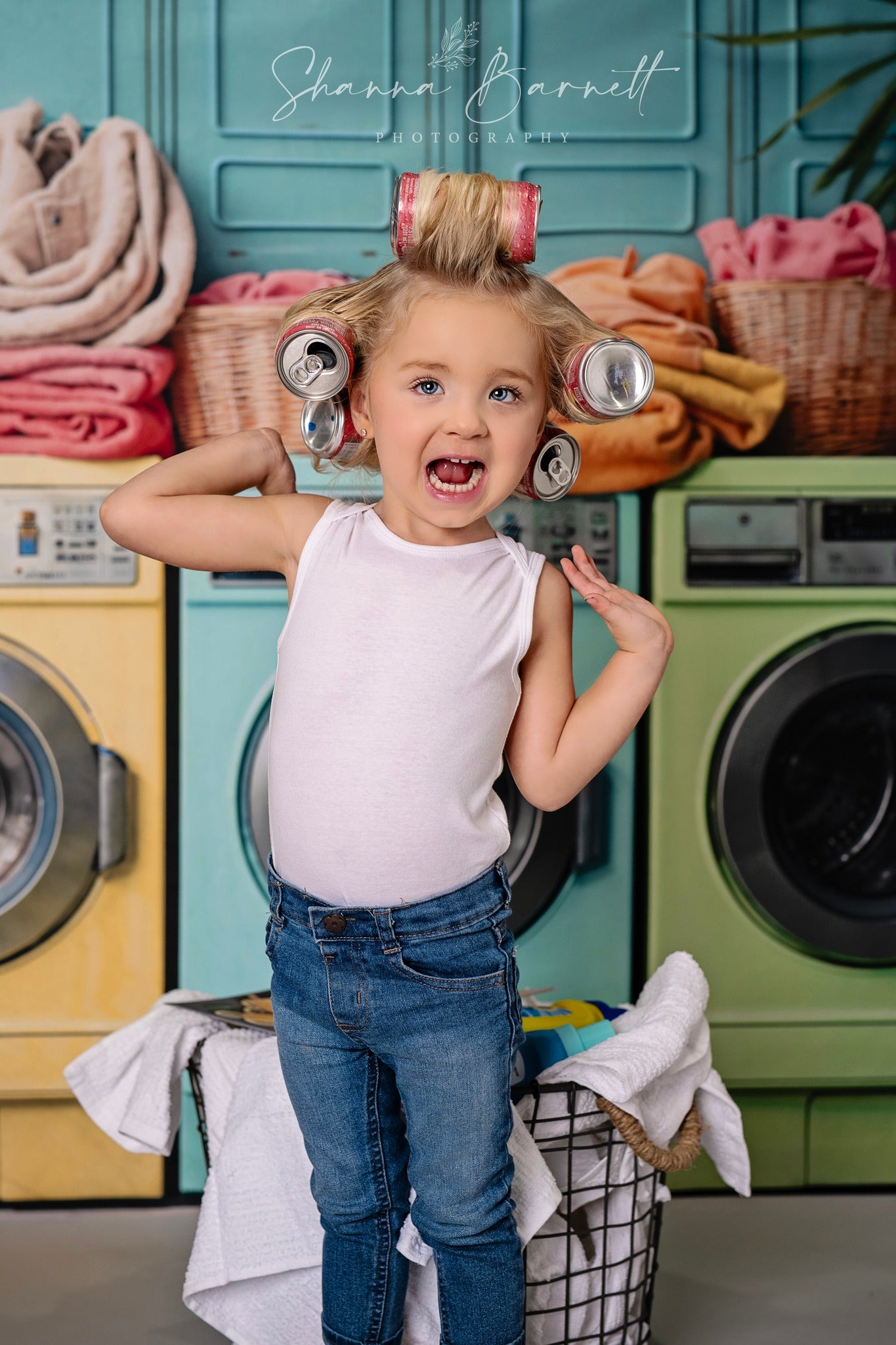 Kate Laundry Day Bunte Waschmaschine Hintergrund von Chain Photography