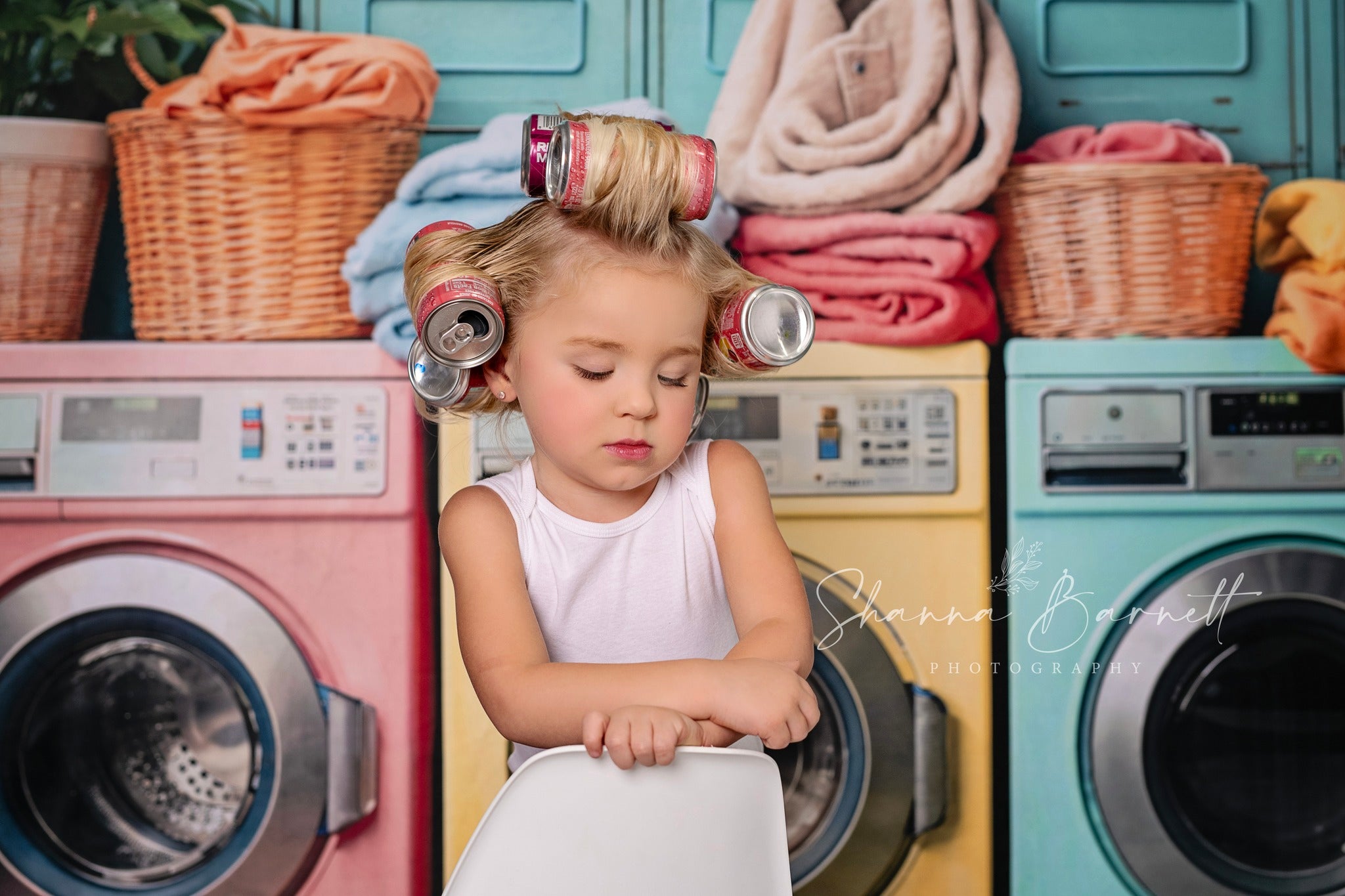 Kate Laundry Day Bunte Waschmaschine Hintergrund von Chain Photography - Kate Backdrop.de
