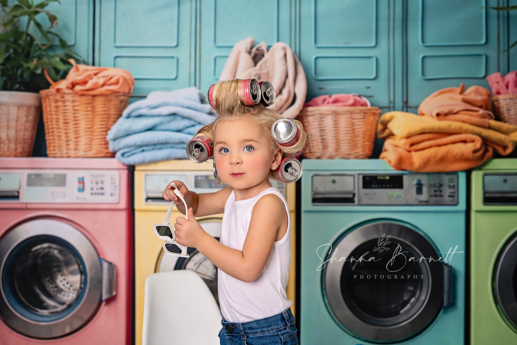 Kate Laundry Day Bunte Waschmaschine Hintergrund von Chain Photography - Kate Backdrop.de