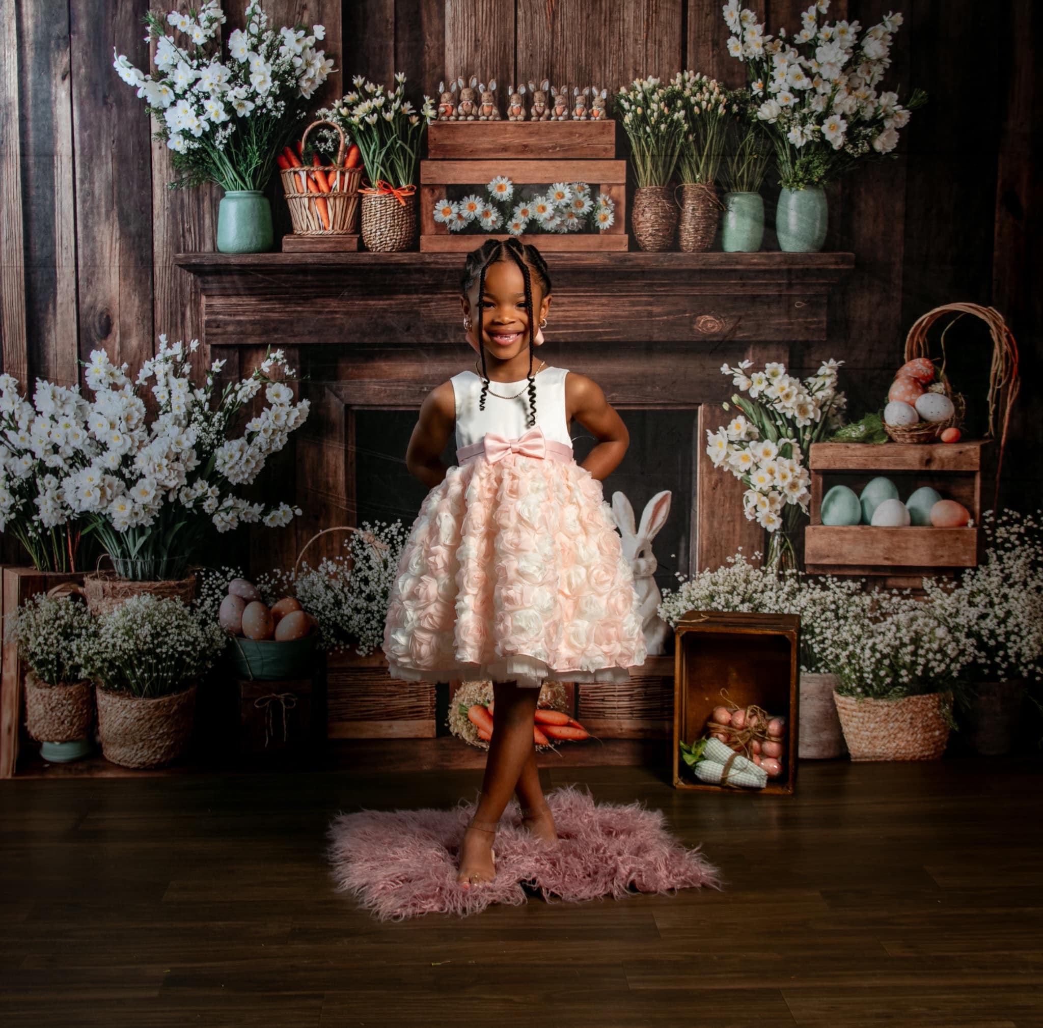 🔥50%OFF-Kate Ostern Kamin Hase Rustikale Blumen Hintergrund - Kate Backdrop.de