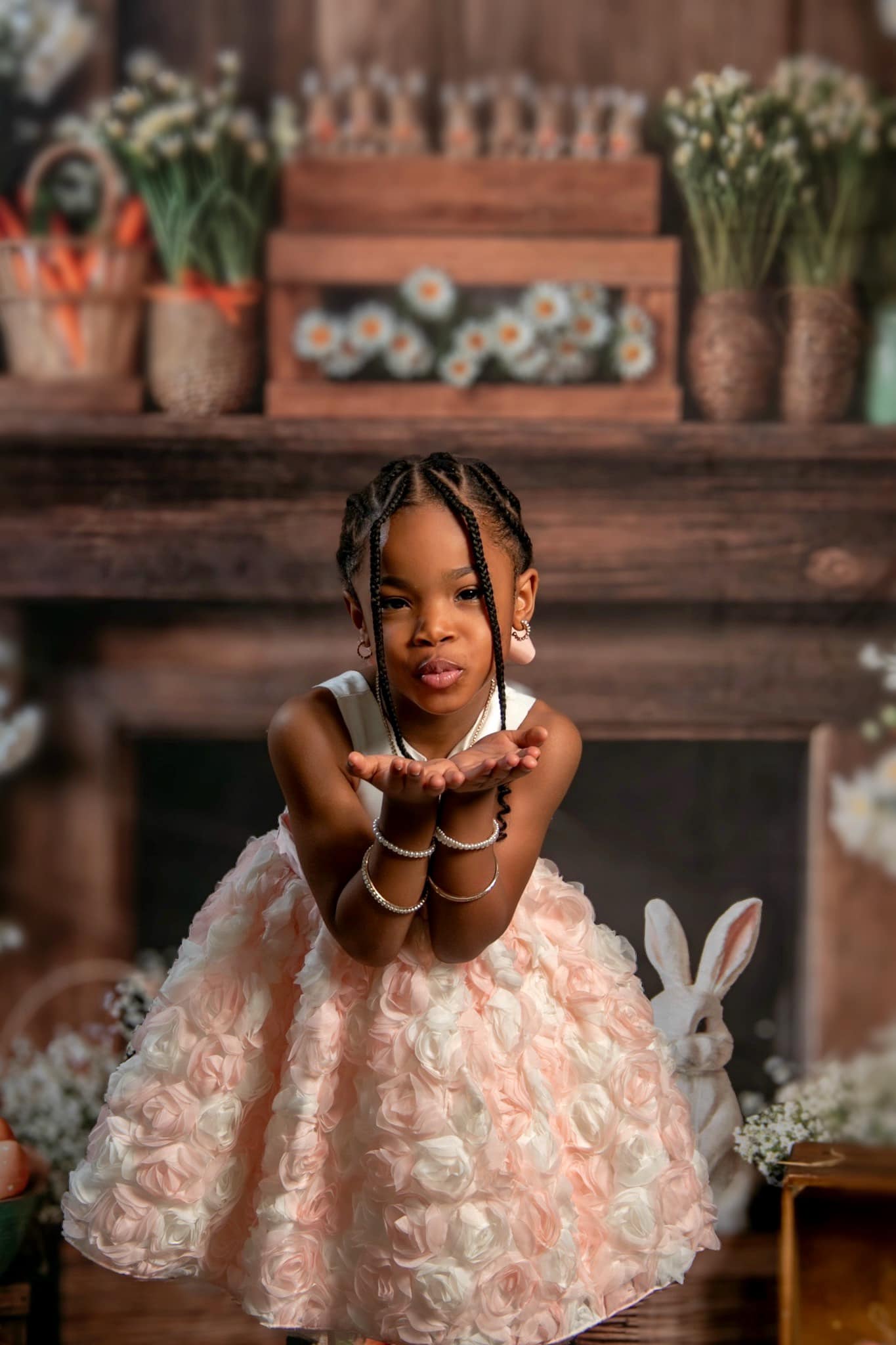 🔥50%OFF-Kate Ostern Kamin Hase Rustikale Blumen Hintergrund - Kate Backdrop.de