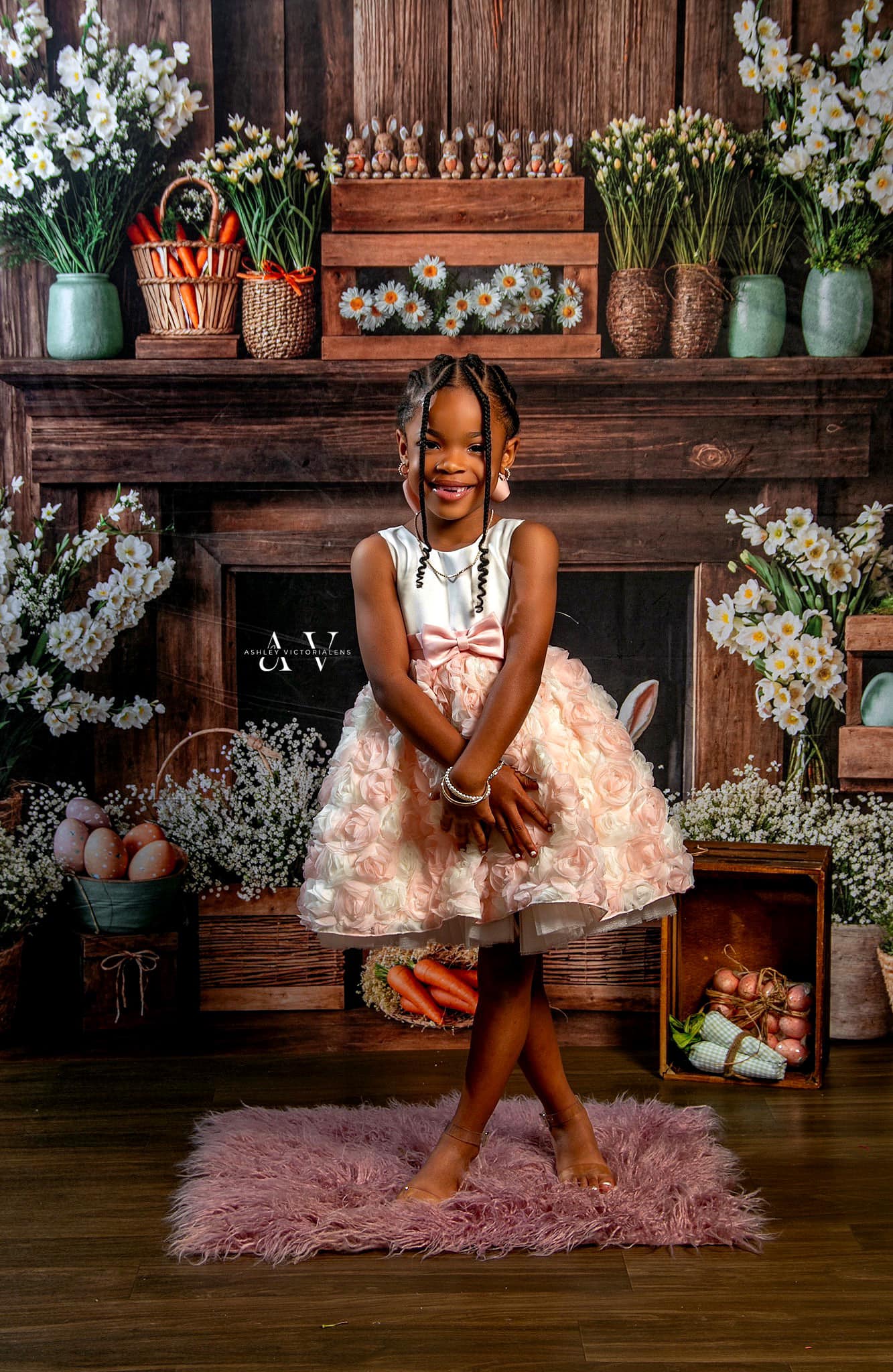 🔥50%OFF-Kate Ostern Kamin Hase Rustikale Blumen Hintergrund - Kate Backdrop.de