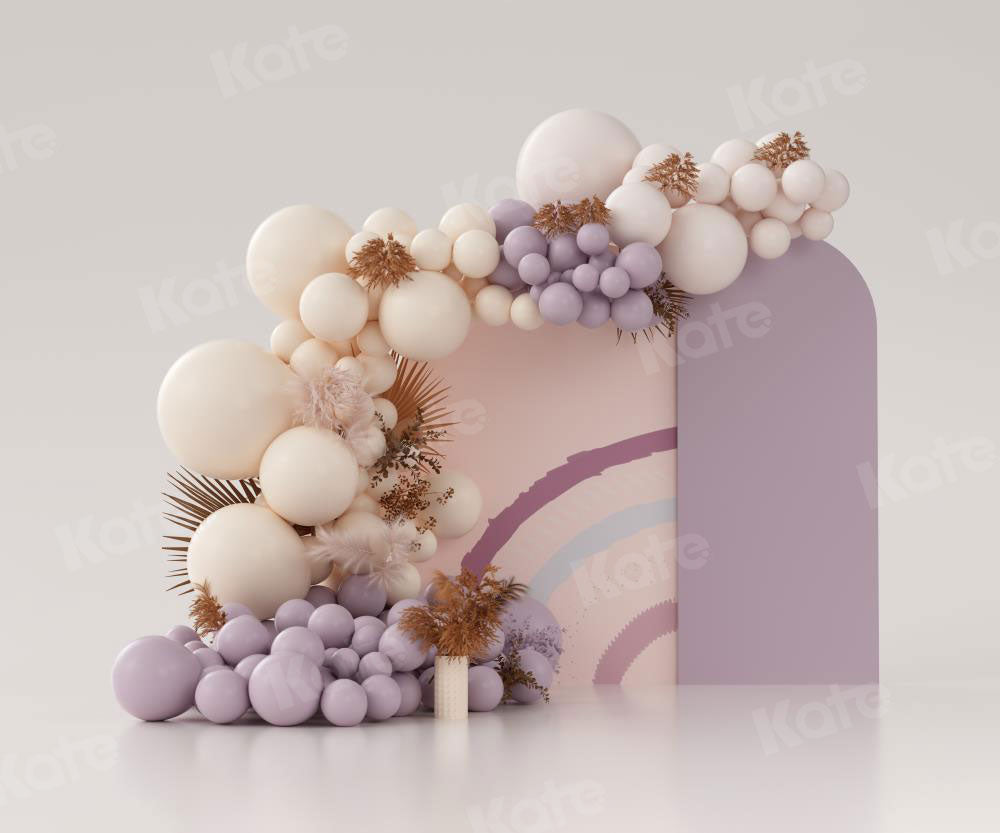 Kate Lila Boho Ballons Kuchen Smash Fleece Hintergrund Entworfen von Uta Mueller - Kate Backdrop.de