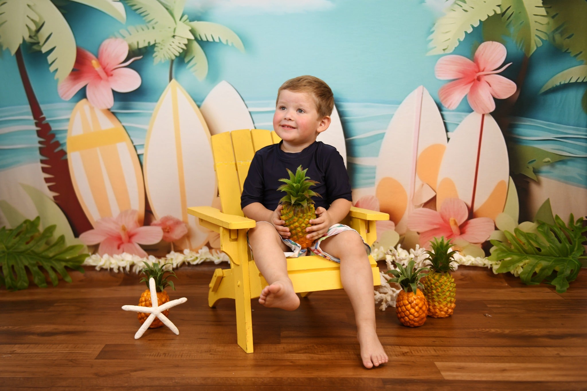 Kate Sommer Blume Surfbrett Meer Strand Hintergrund für Fotografie - Kate Backdrop.de